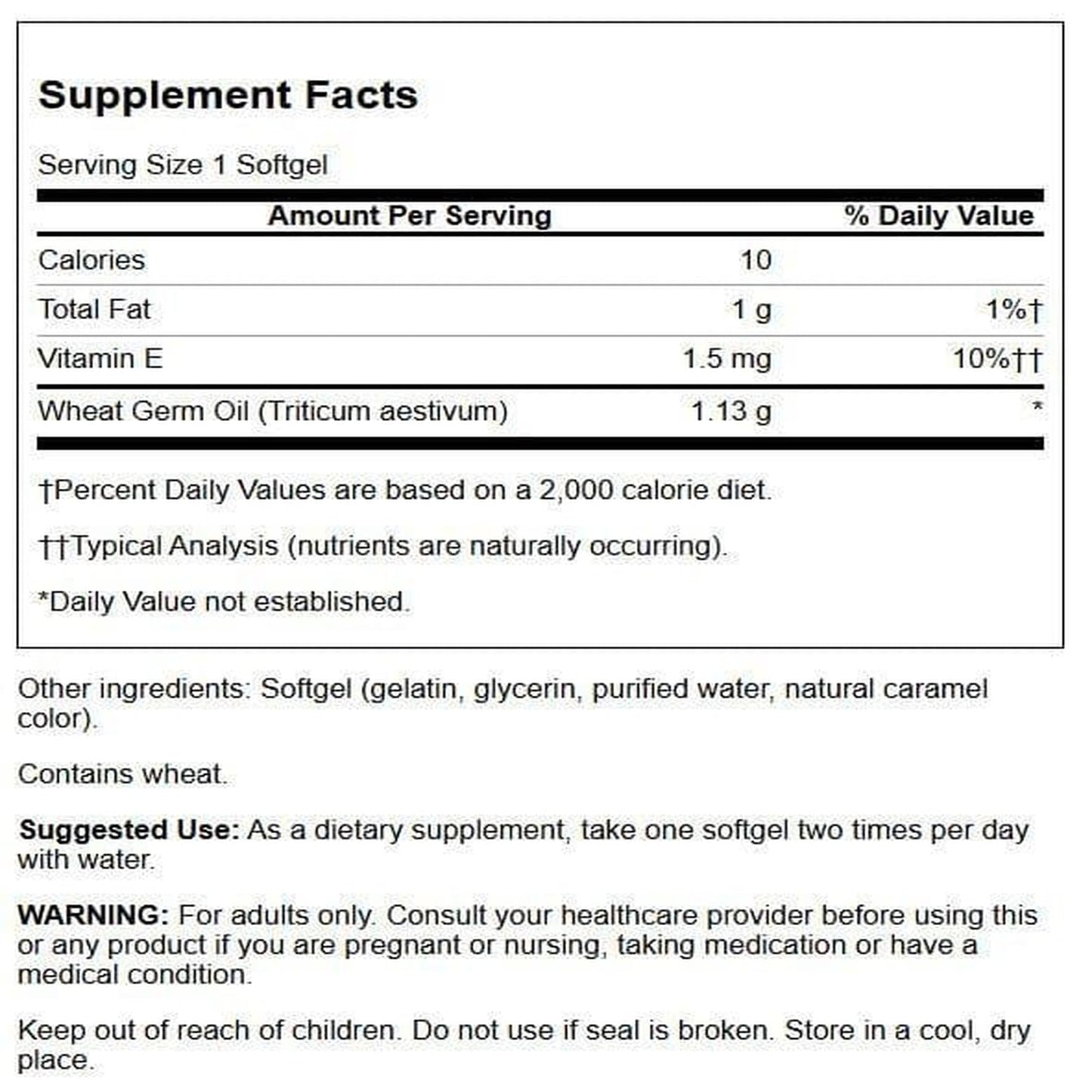 Swanson Cold-Pressed Wheat Germ Oil 1130 mg Softgels, 60 Count