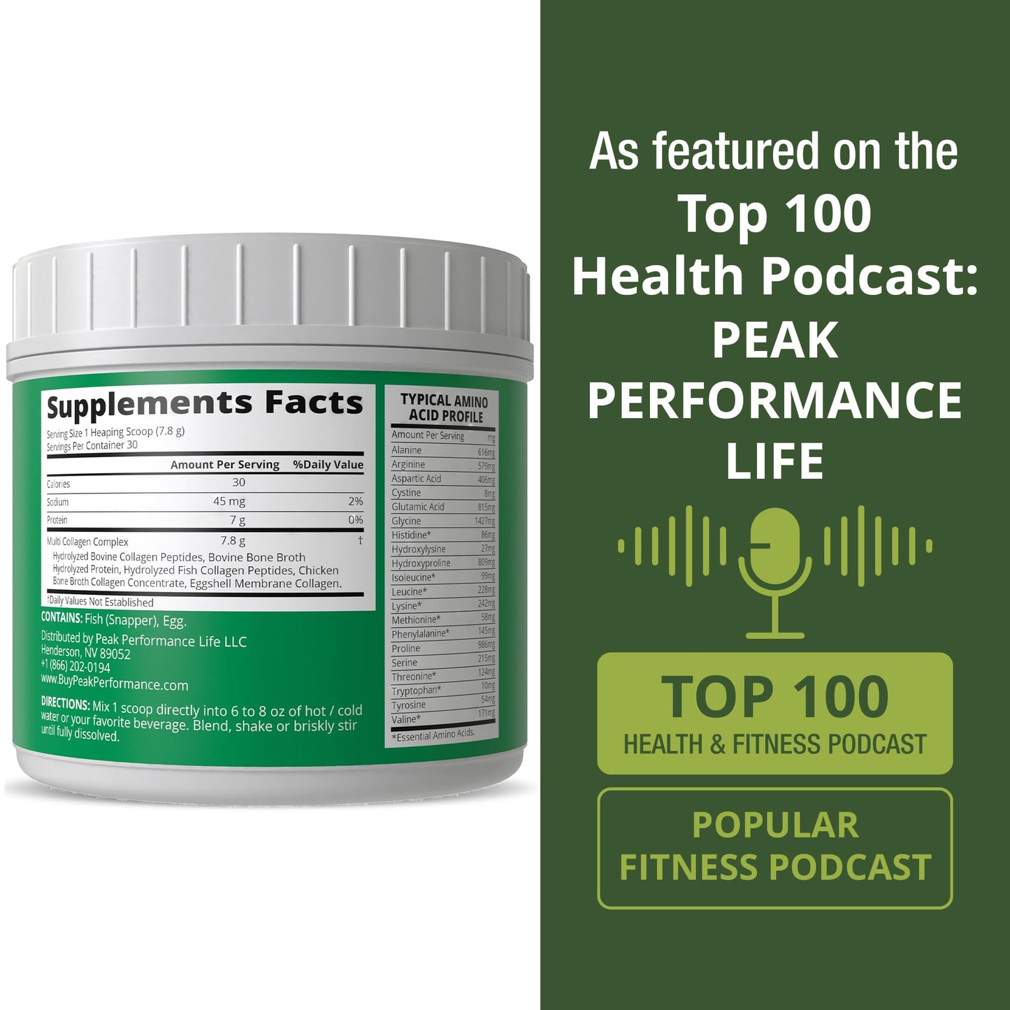 Peak Performance All 5 Multi-Collagen Protein Powder, 8.3 oz