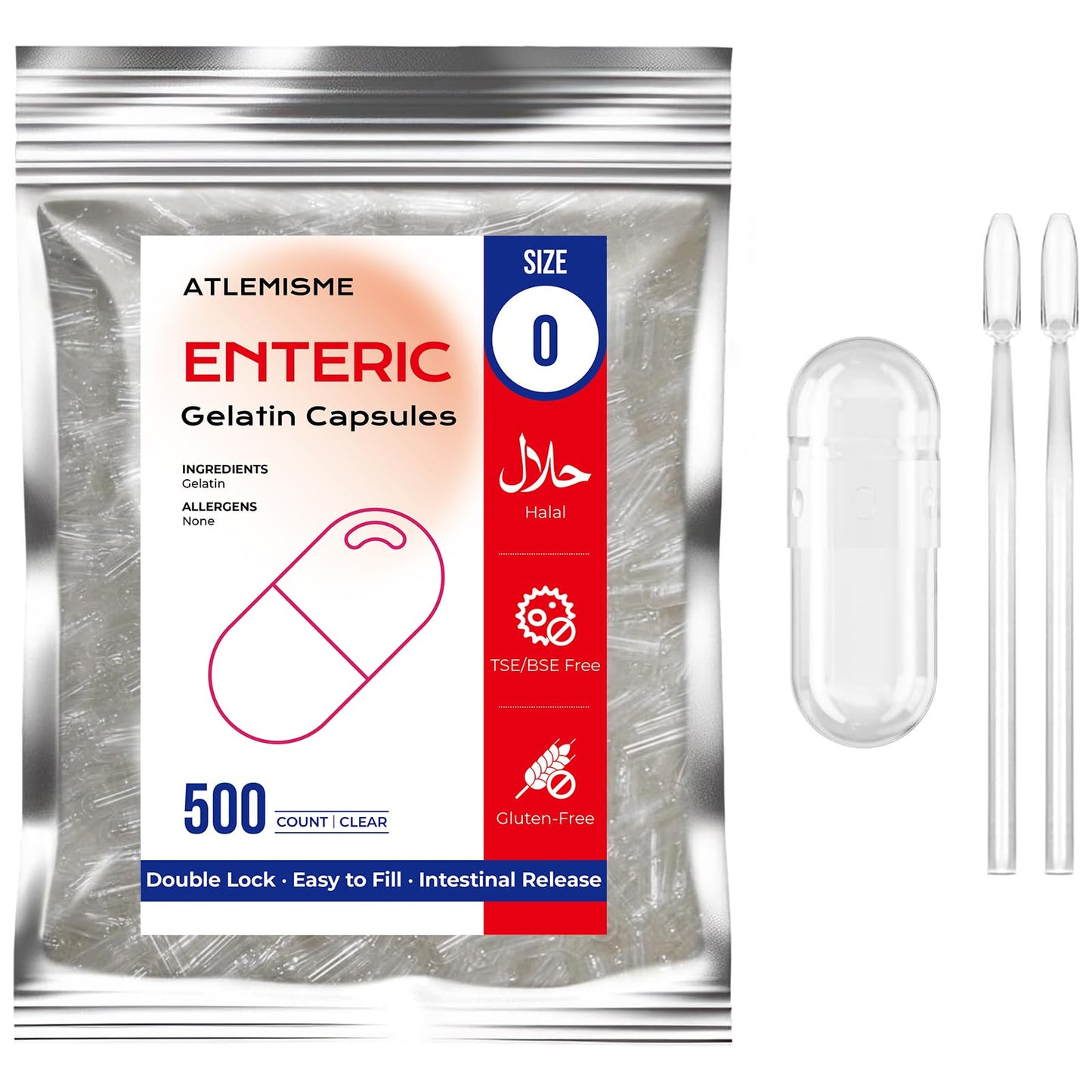 ATLEMISME Size 0 Empty Capsules, 500 Count