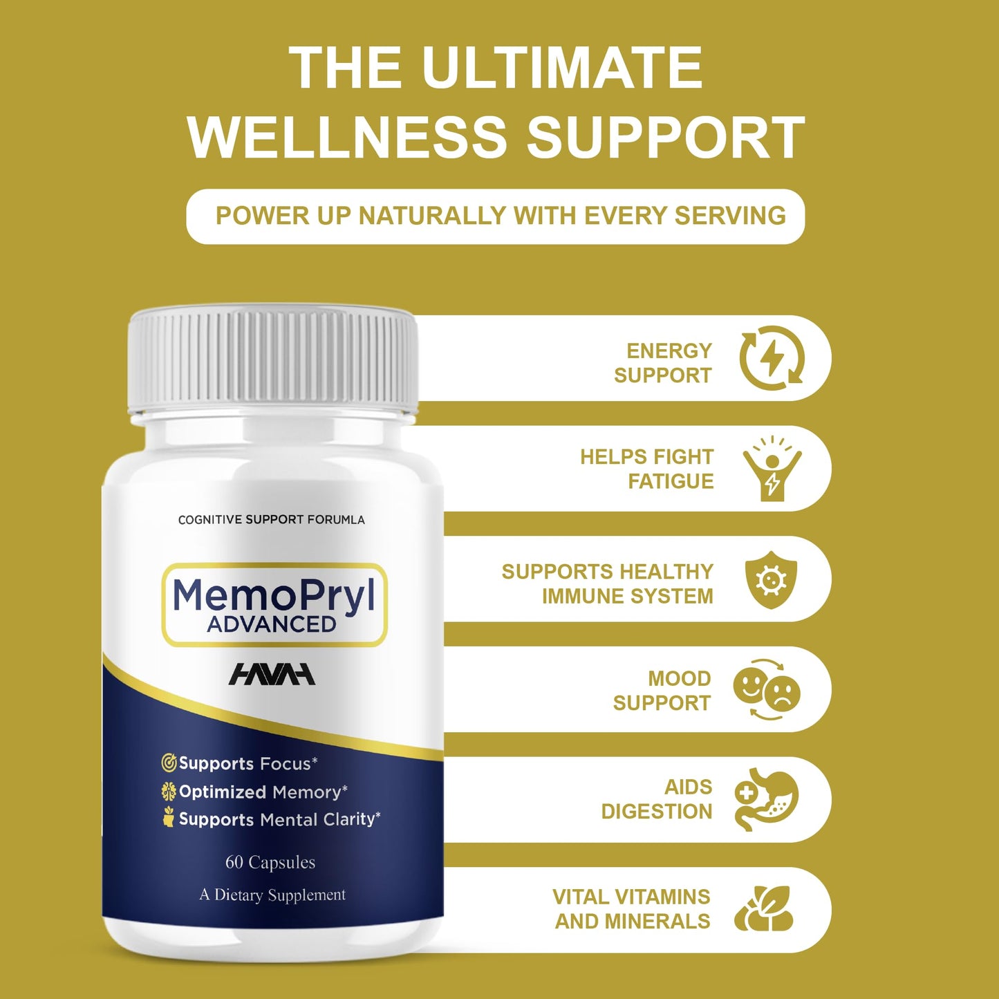 Havah Memopryl Premium Memory & Brain Clarity Pills 120 Capsules
