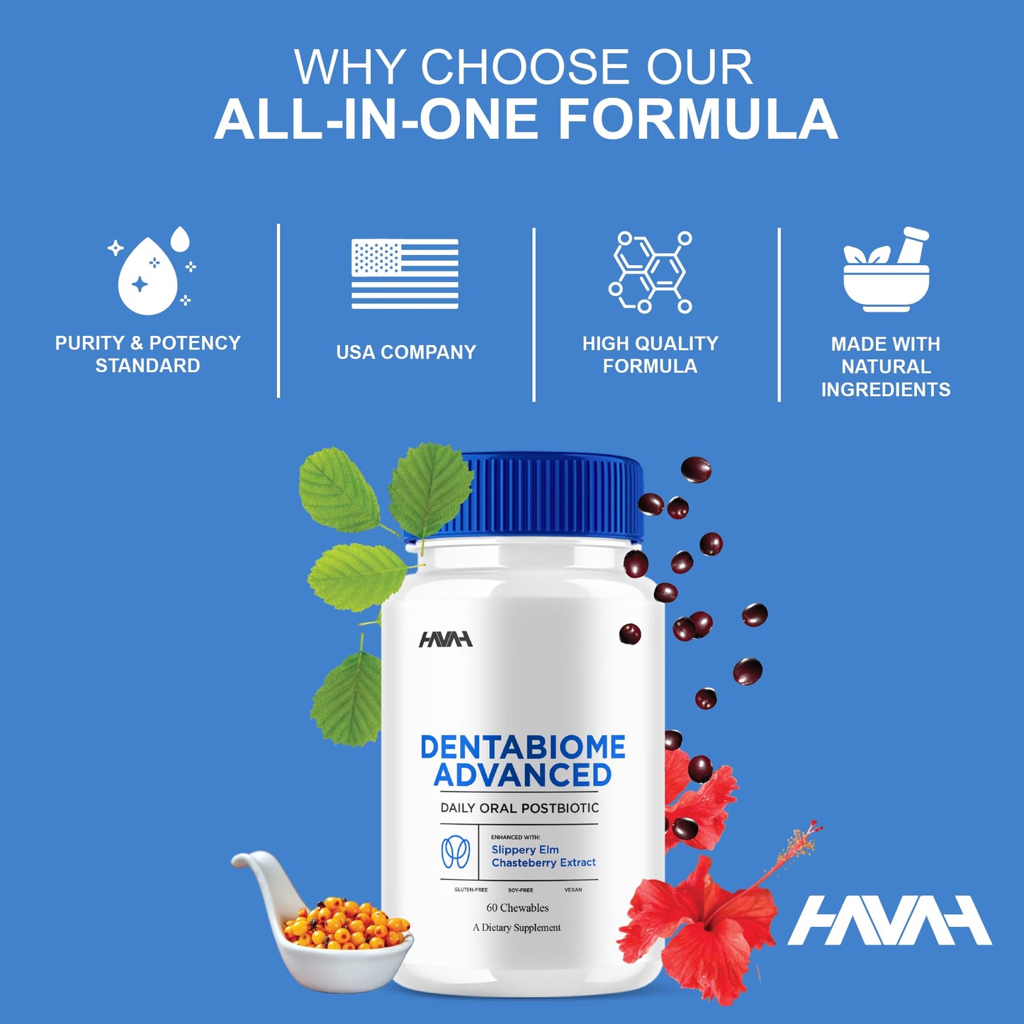 Havah Dentabiome Advanced Daily Health Support Pills, Chewable, 60 Count
