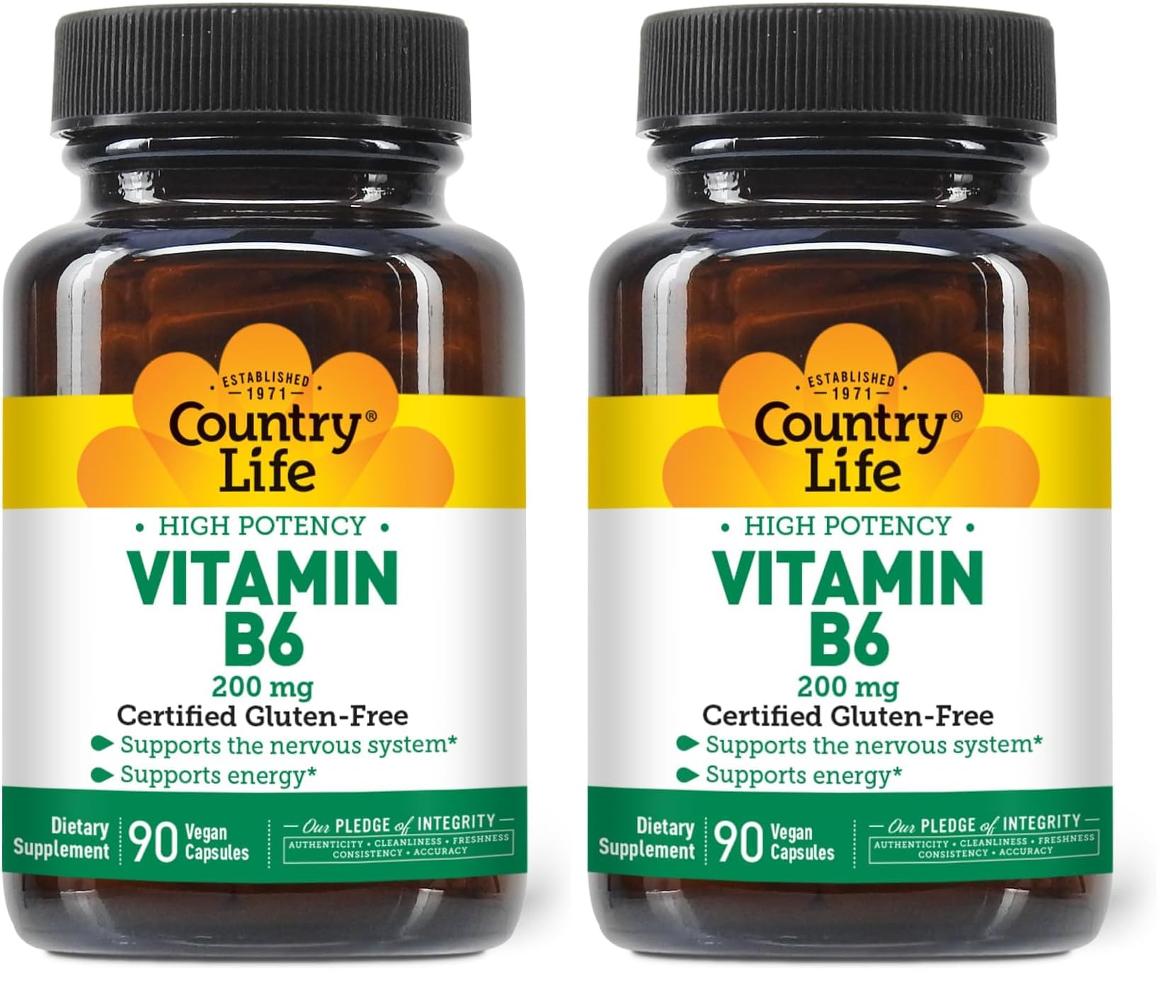 Country Life Vitamin B-6 High Potency Capsule 200mg, 180 Capsules