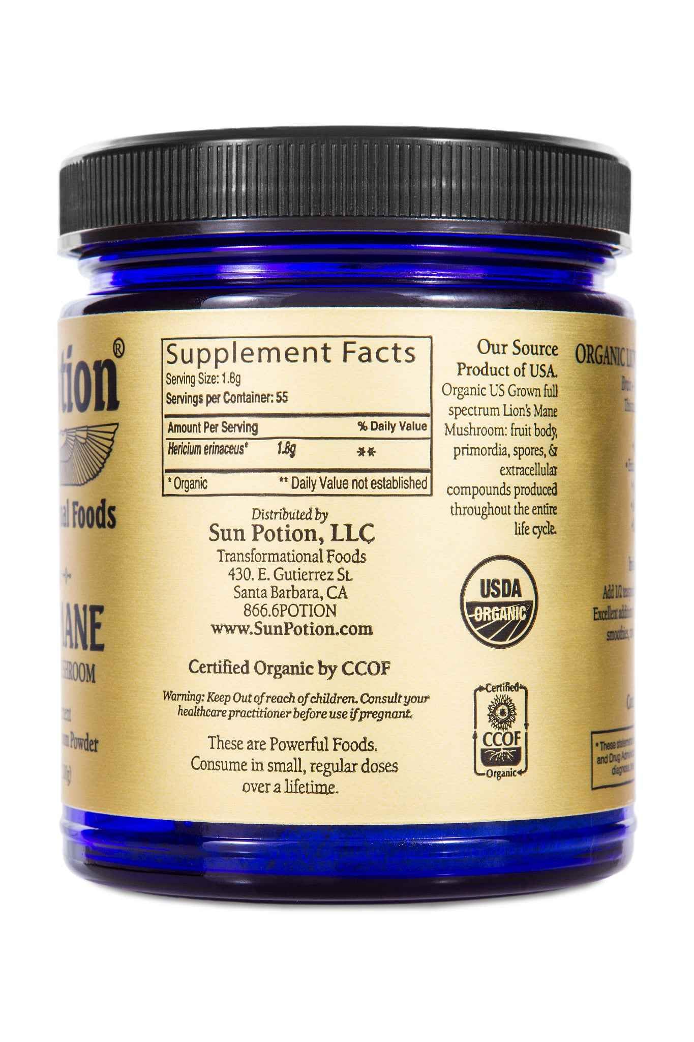 Sun Potion Lion's Mane Mind Power Mushroom Powder 3.5 Ounce