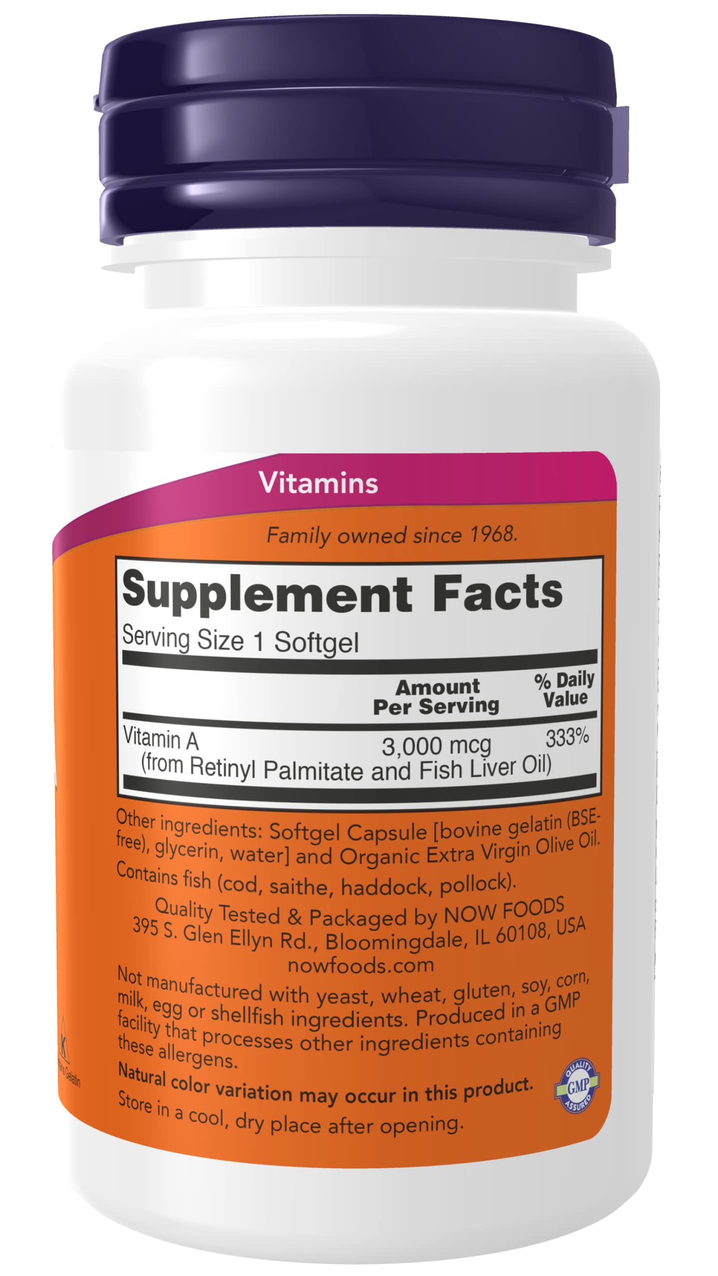 NOW Foods Vitamin A 10000 IU Softgels, 3 Pack
