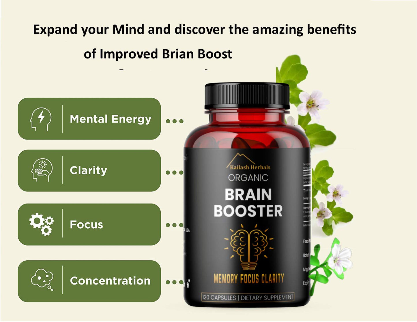 Kailash Herbals Bacopa Monnieri Capsules, 120 Capsules