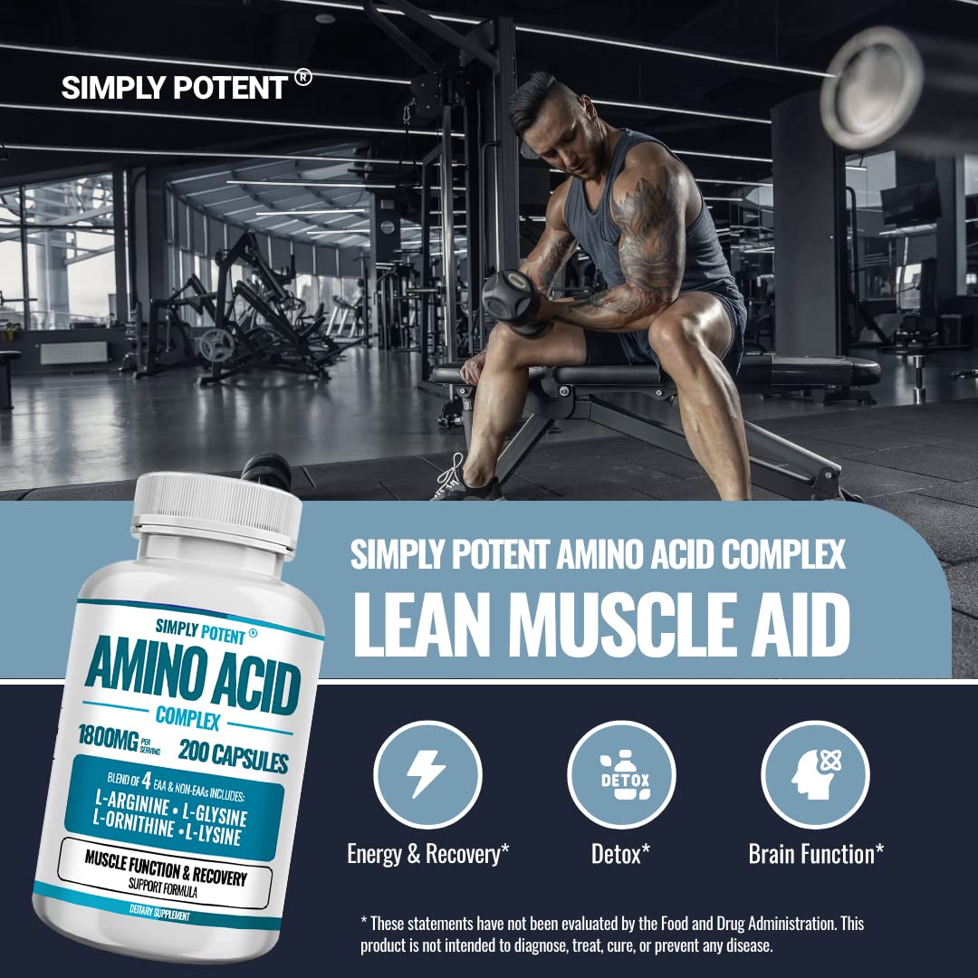 Simply Potent Amino Acid Complex 1800mg, 200 Capsules