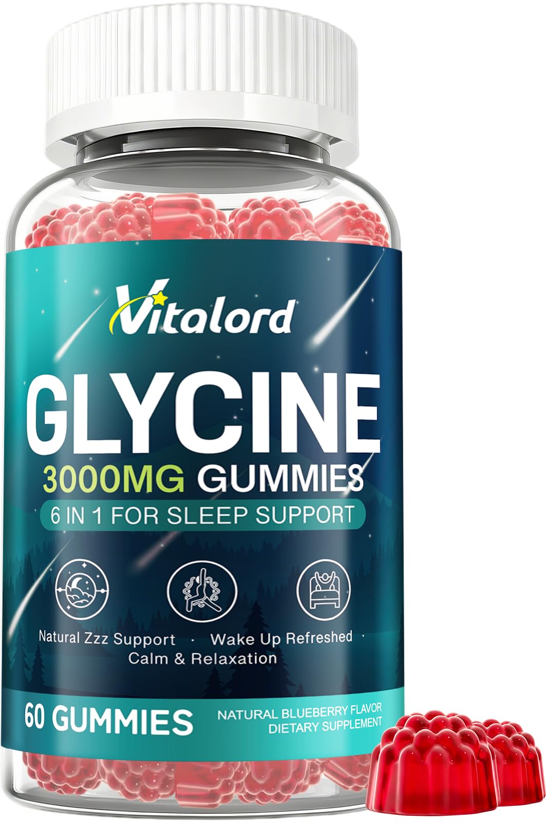 Vitalord Glycine Gummies Sugar Free, 60 Gummies