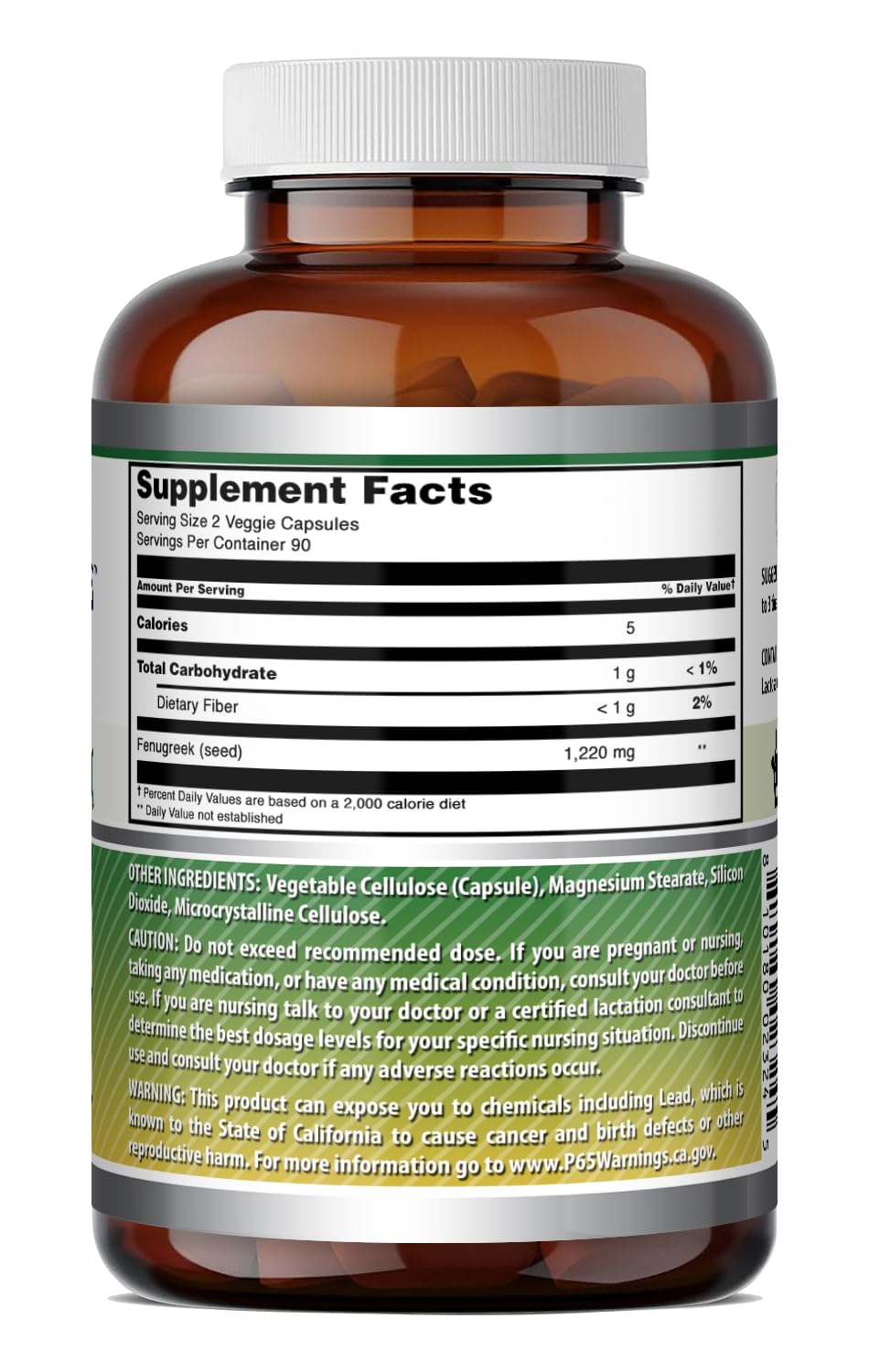 Amazing Nutrition Fenugreek Seed 1220 Mg Capsules, 180 Veggie Capsules