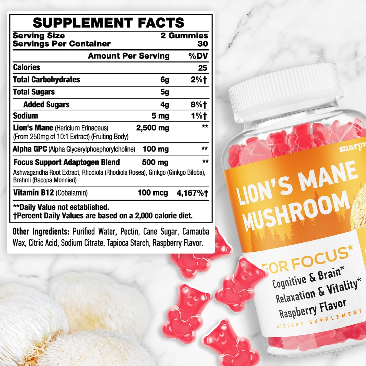 Marpvore Lions Mane Gummies Gummy 60 Count