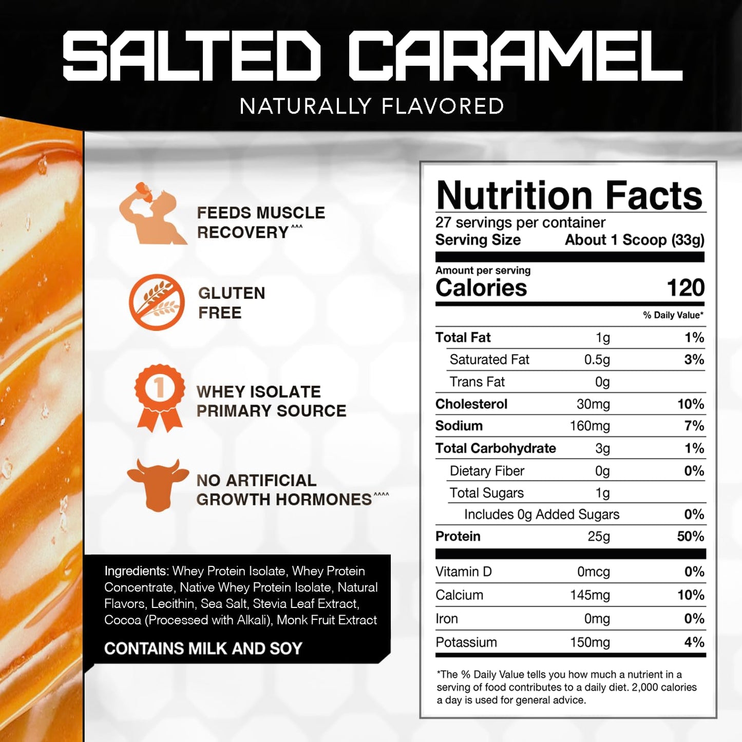 Rival Nutrition Naturally Flavored Whey Salted Caramel Protein Powder, 2 lb, 32 Servings