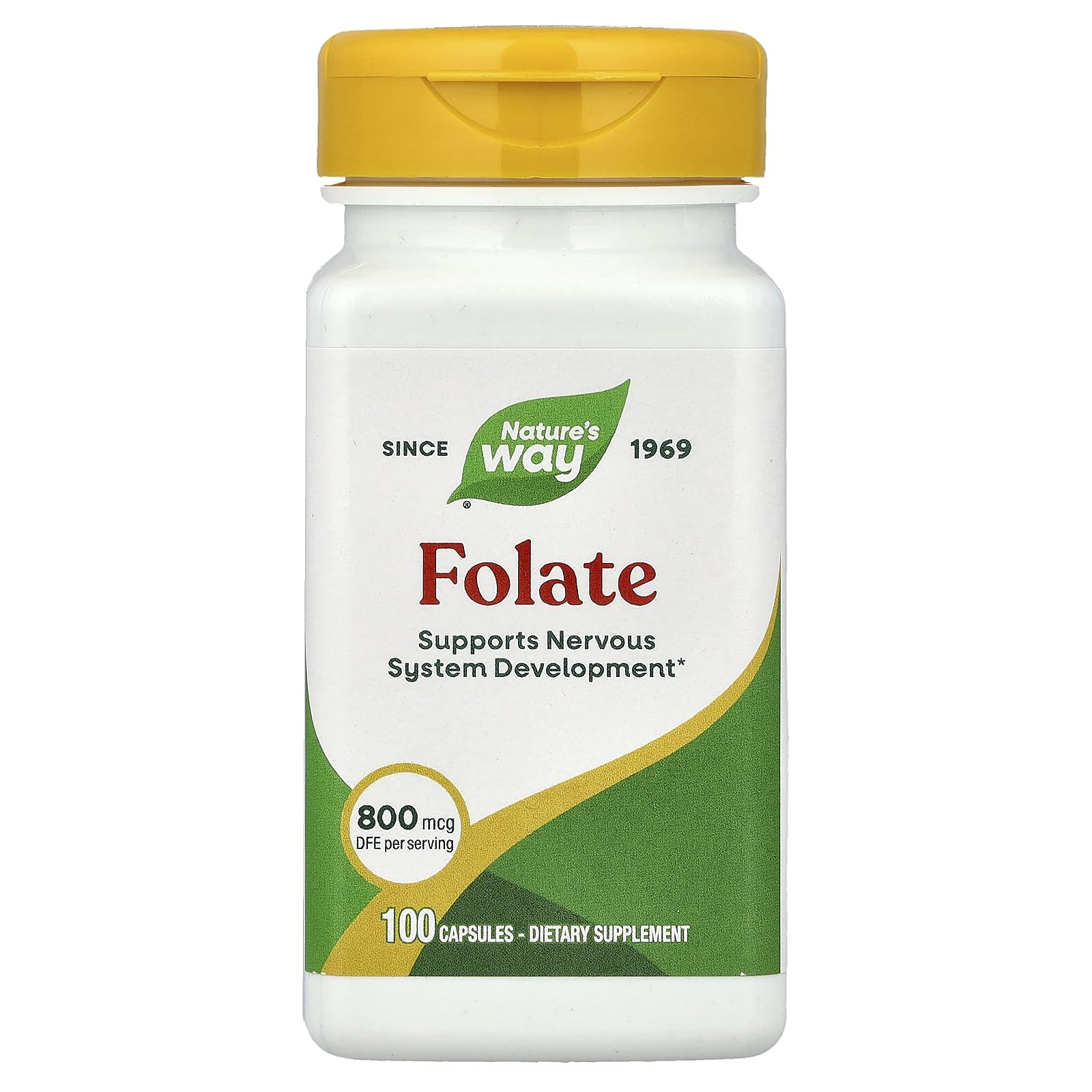 Nature's Way Folic Acid 800 mcg Capsules, 100 Count