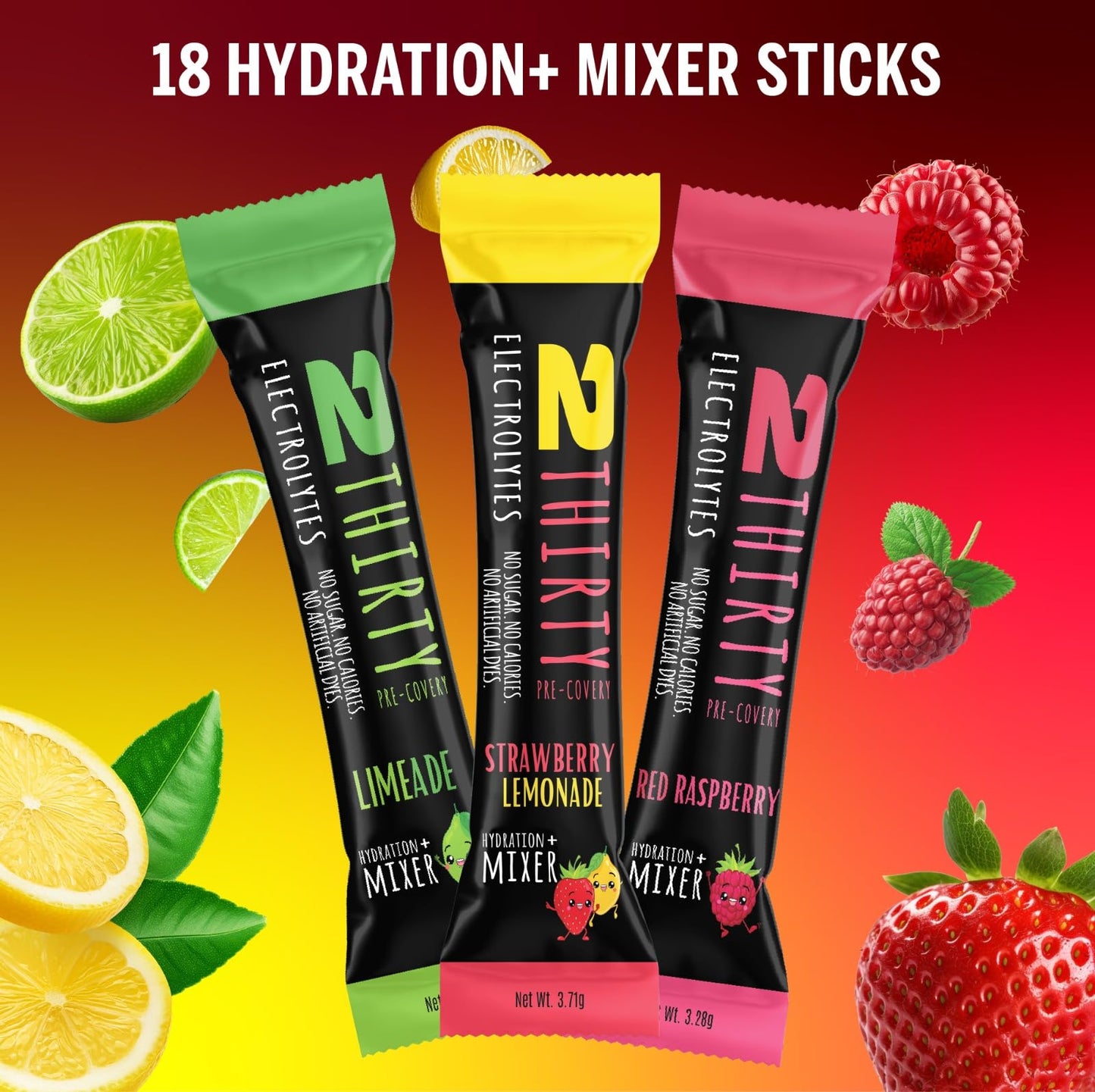 2THIRTY PRE-COVERY Hydration + Mixer Variety Pack Powder 2.1 oz