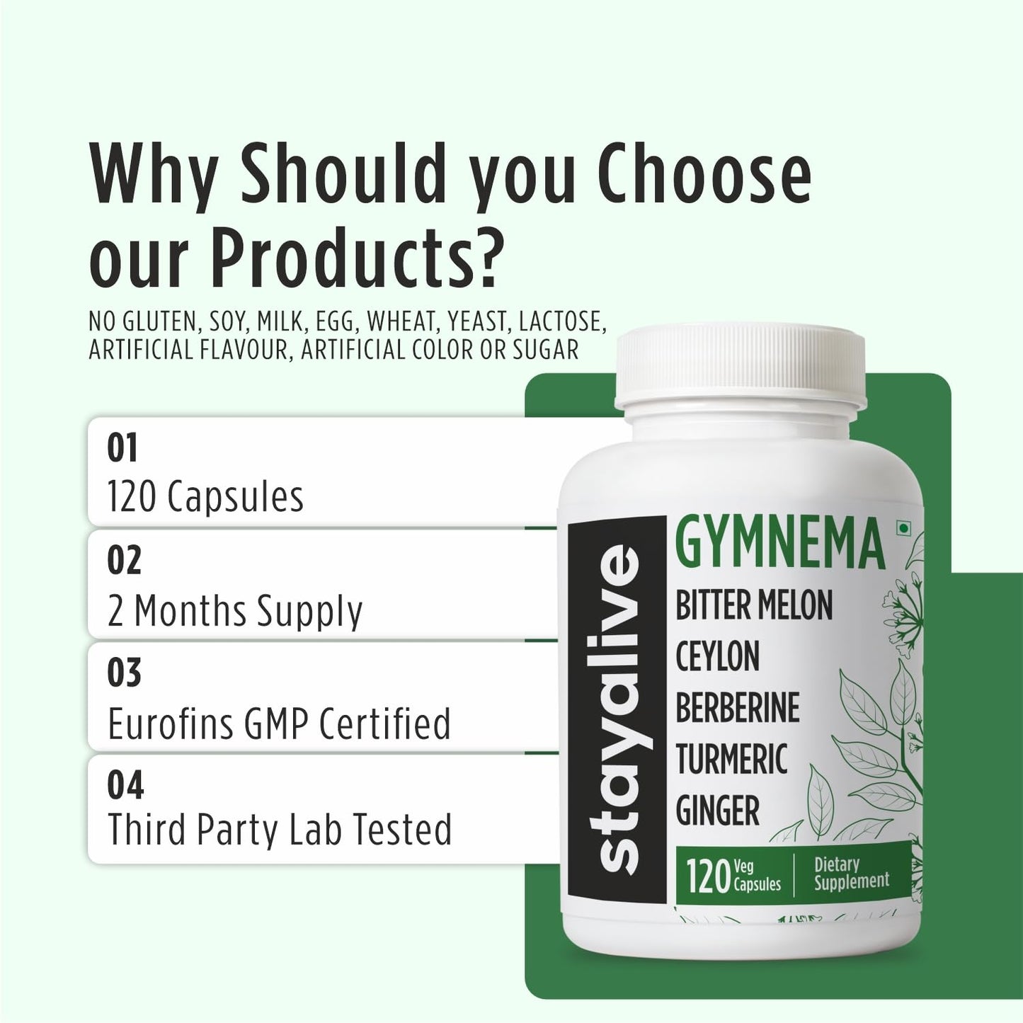 STAY ALIVE Gymnema Sylvestre 25:1 Extract, 120 Capsules