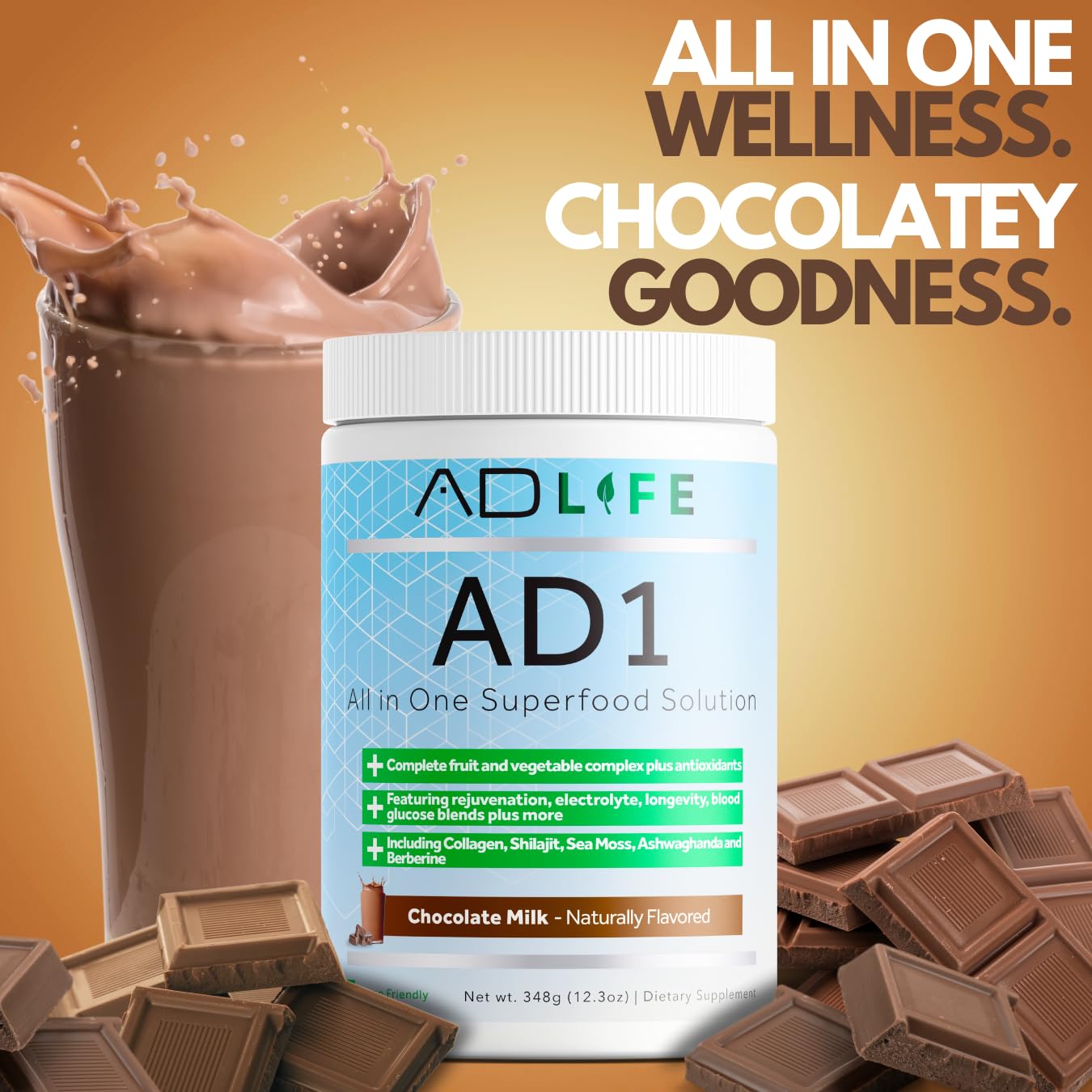 PROJECT AD LLC AD1 All in One Superfood Solution, Powder, 12.03 oz