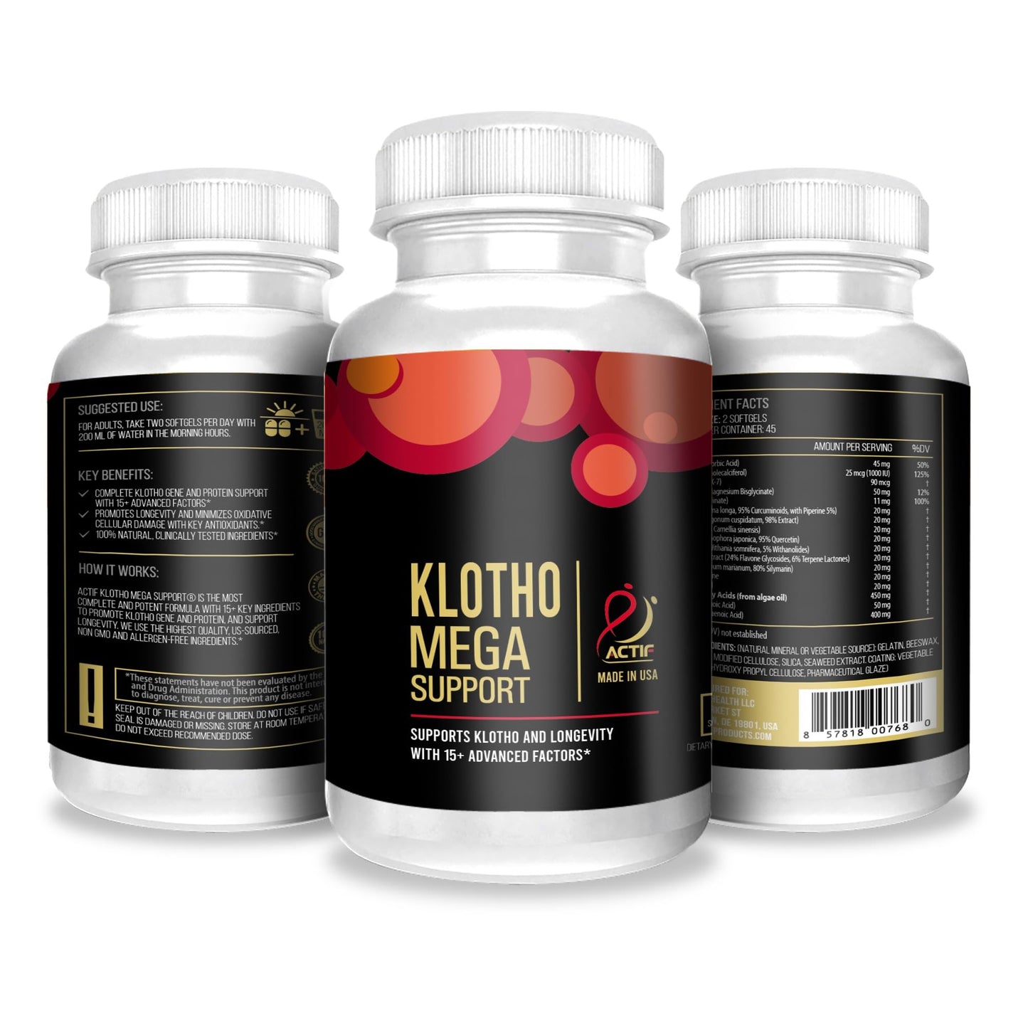 ACTIF Klotho Mega Support Capsules 90 Count