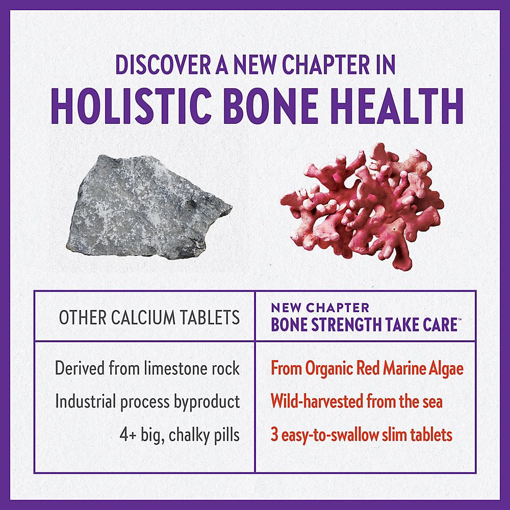 New Chapter Calcium Supplement – Bone Strength Organic Plant Calcium with Vitamin K2 + D3 + Magnesium, Vegetarian, Gluten Free, 120 Tablets