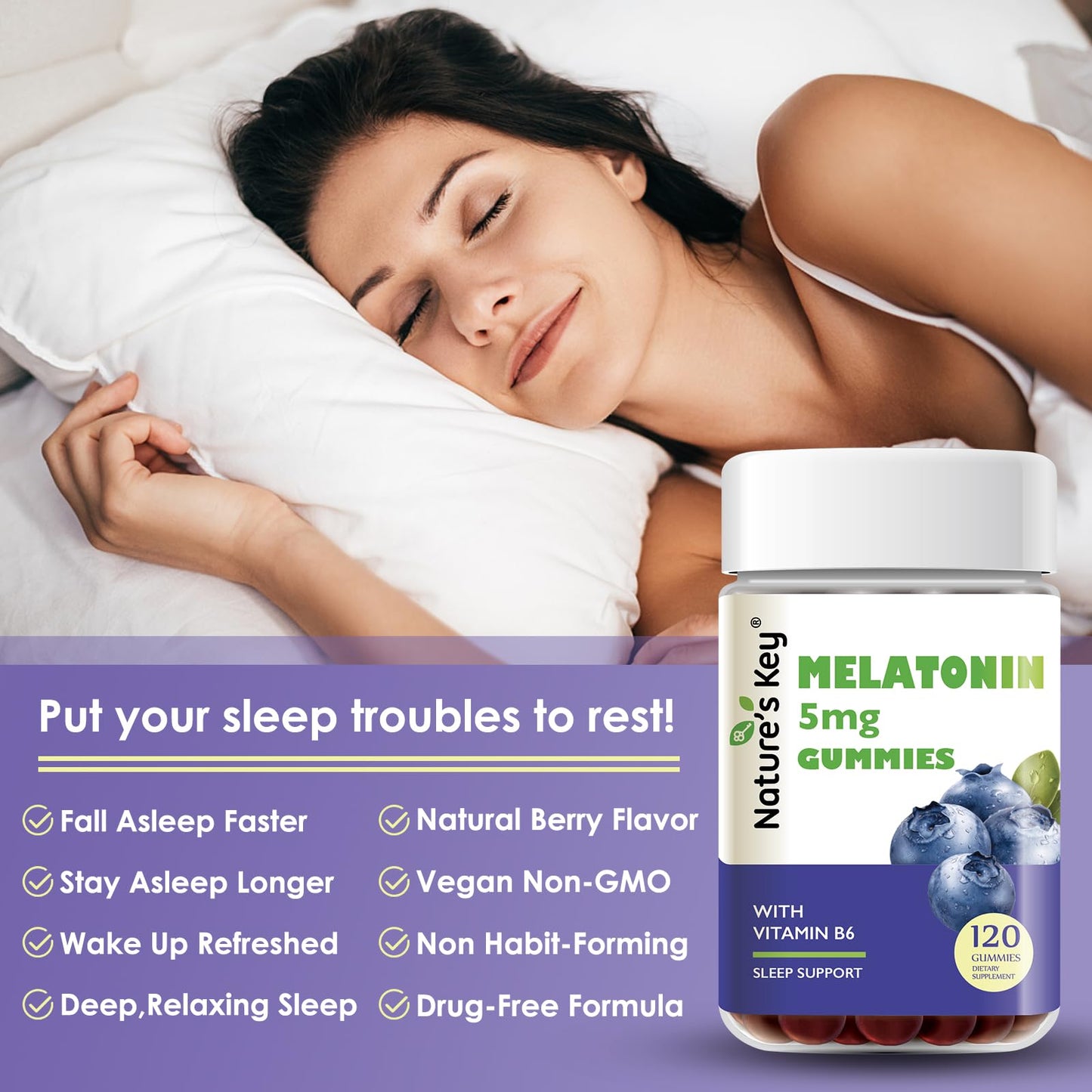 Nature's Key Melatonin Gummies for Kids & Adults 120 Count