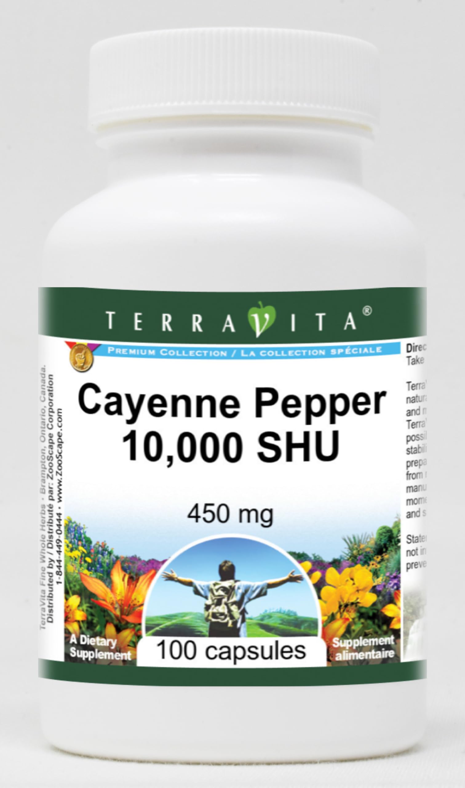 Terravita Cayenne Pepper 10,000 SHU 450 mg Capsules, 100 Count