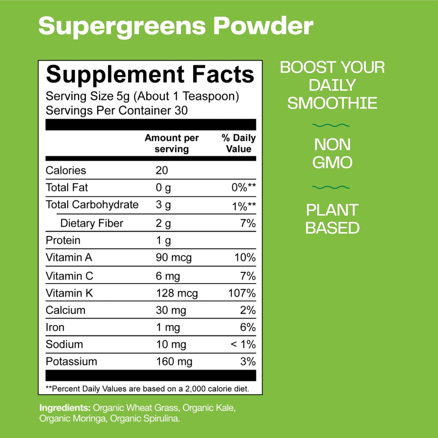 Orgain Organic Greens Powder, 20 Servings