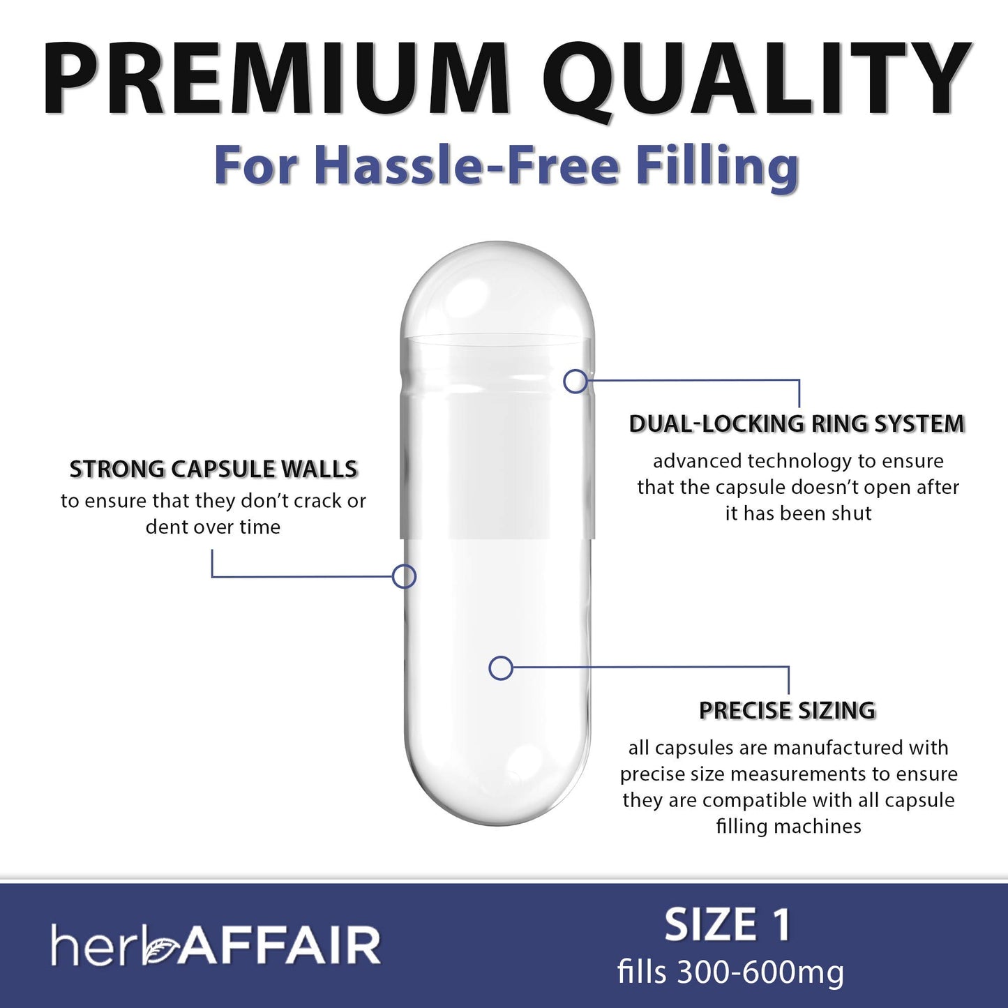 Herb Affair Clear Empty Gelatin Capsules, 1000 Count