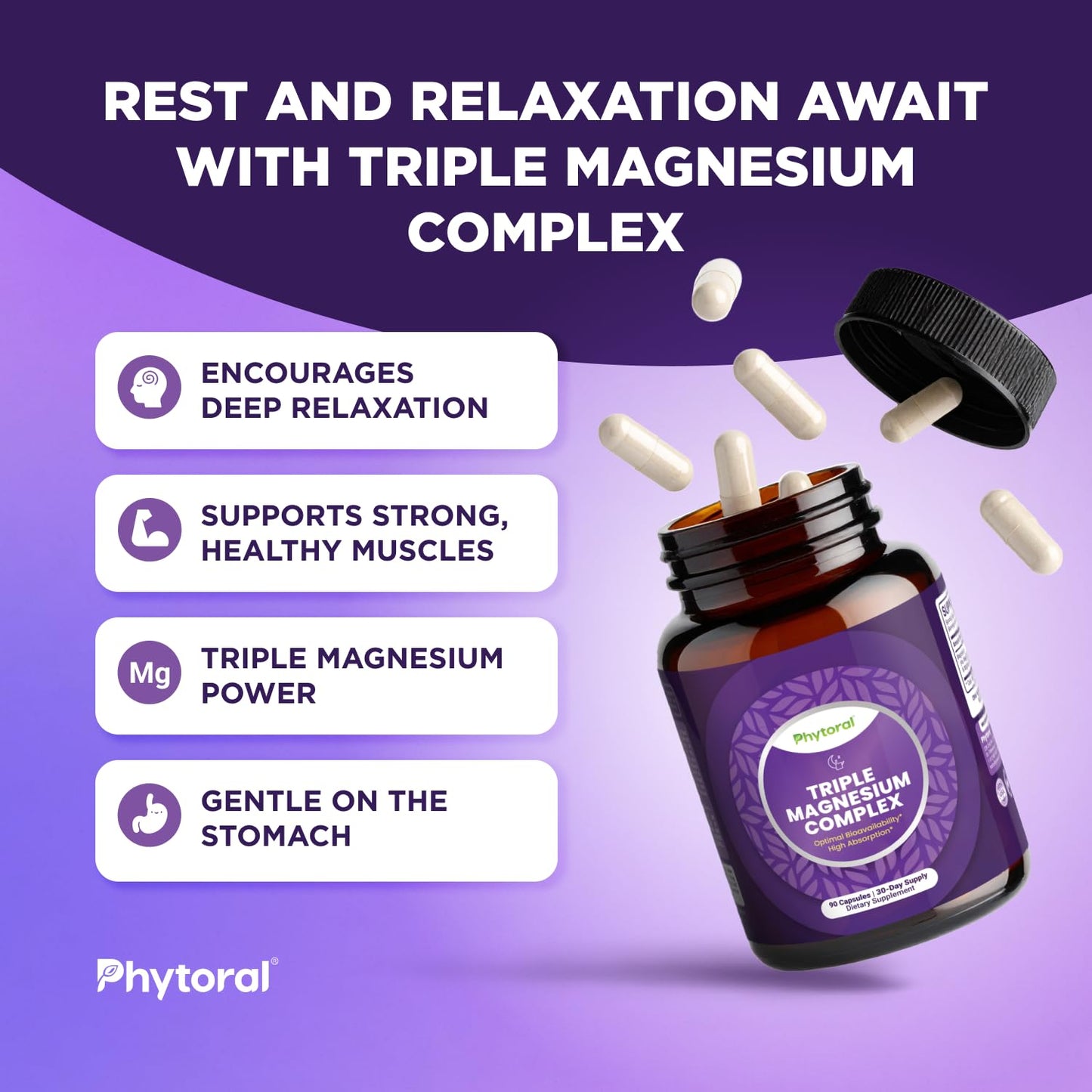 Phytoral Magnesium Complex Capsules with Taurate, Glycinate & Malate 90 Count