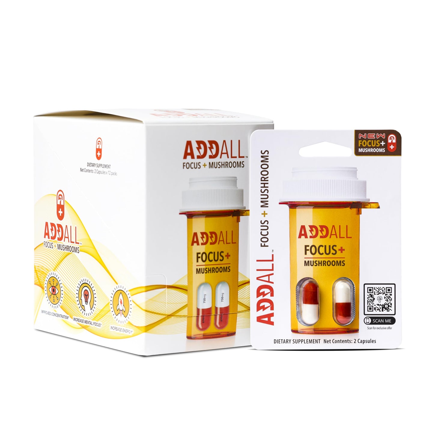 Addall Focus + Mushrooms Memory Supplement 24 Capsules