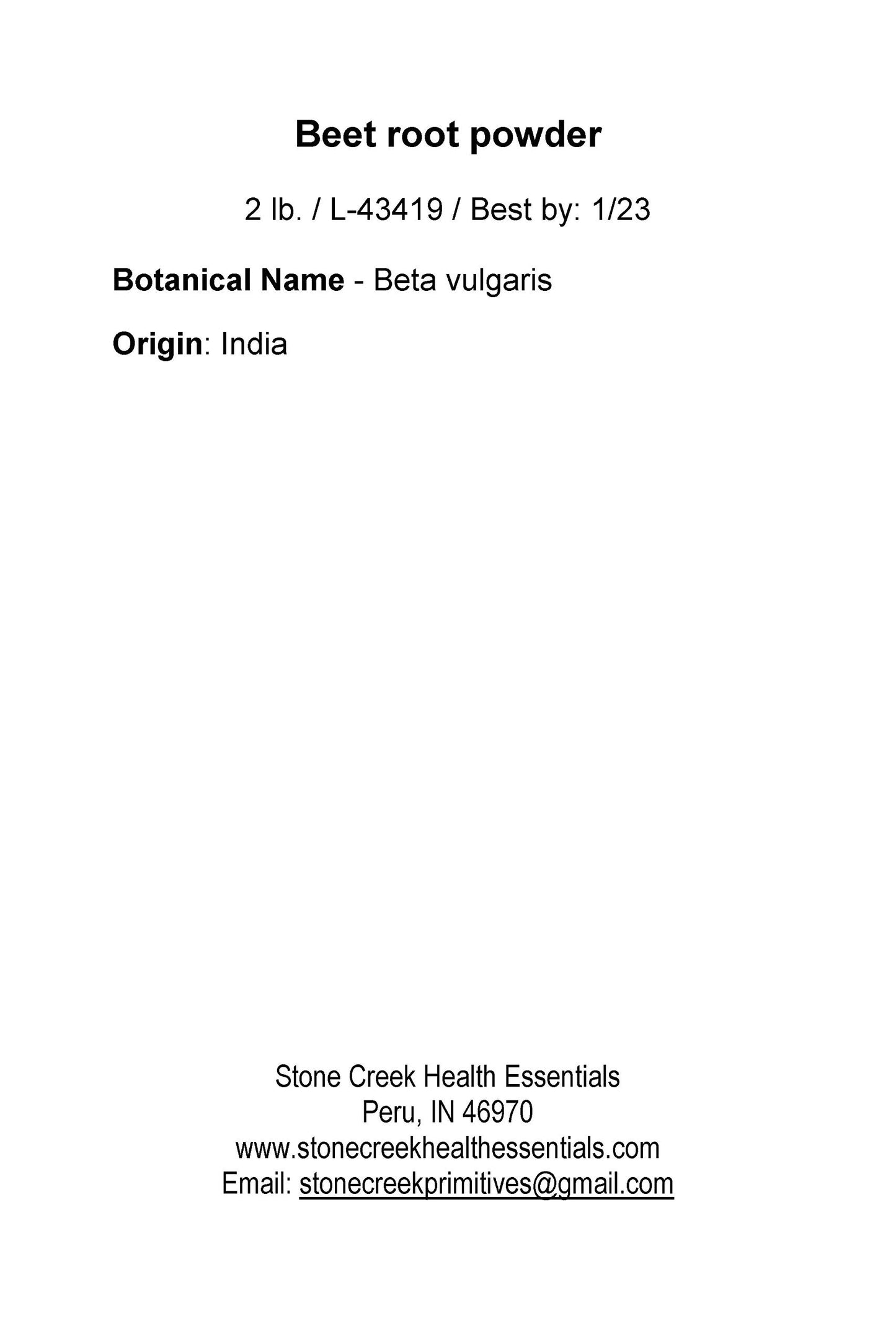 Stone Creek Health Essentials Beet Root Powder 32