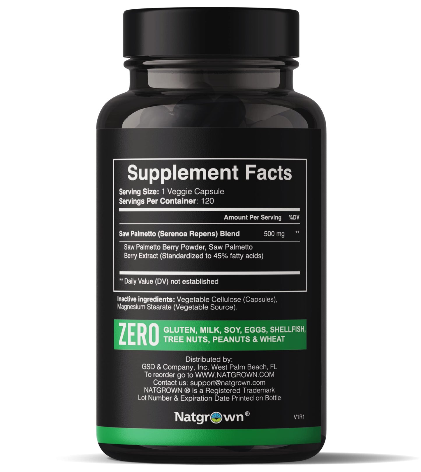Natgrown Saw Palmetto for Men 500 mg Prostate Health & DHT Blocker Capsule, 120 Count