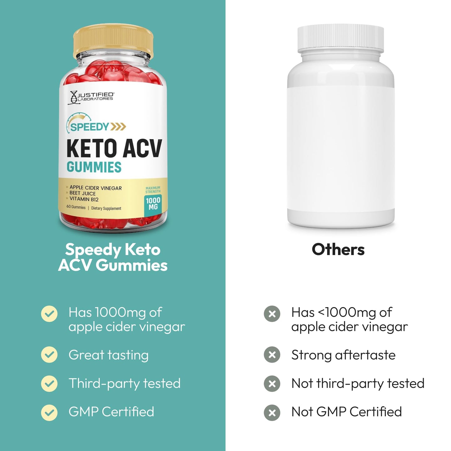 Justified Laboratories Speedy Keto ACV Gummies (1000 mg), 120 Count
