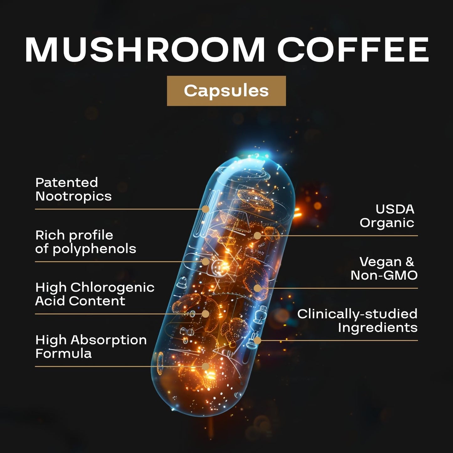 NEXGEN BLENDS 100% Organic Mushroom Coffee Capsules, 90 Count