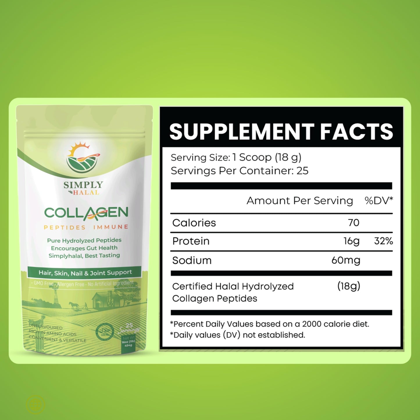 Simply Halal Collagen & Bone Broth Collagen Combo Protein Powder, 48