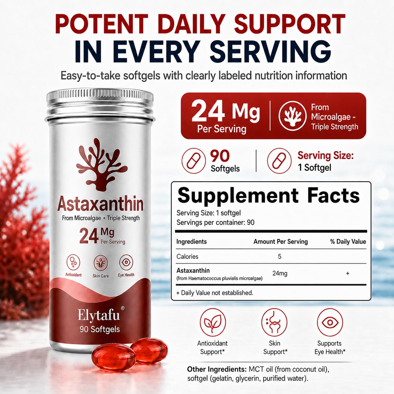 Elvtafu Astaxanthin Softgels 90 Count
