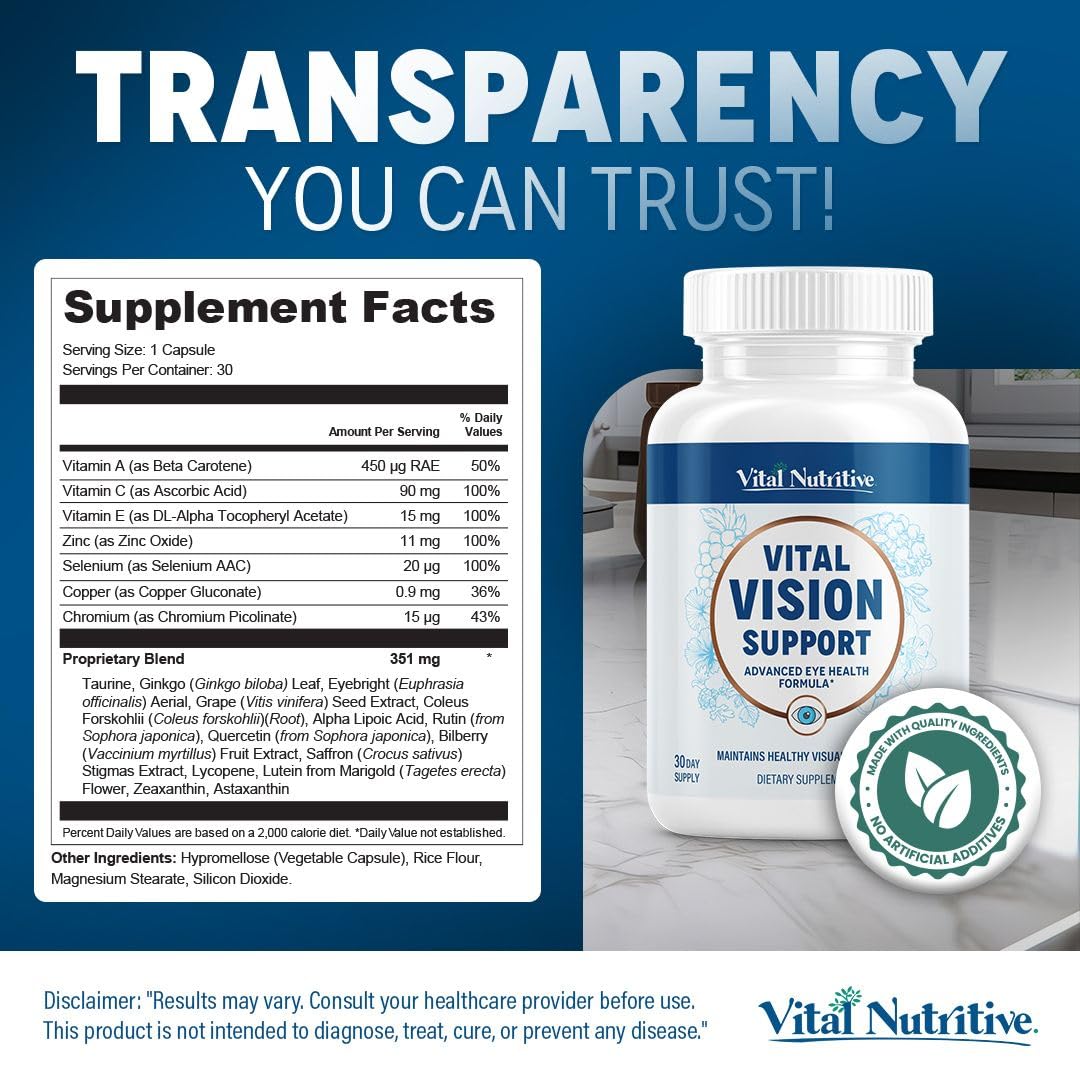 VITAL NUTRITIVE Vital Vision Support Eye Health Capsule 30 Count