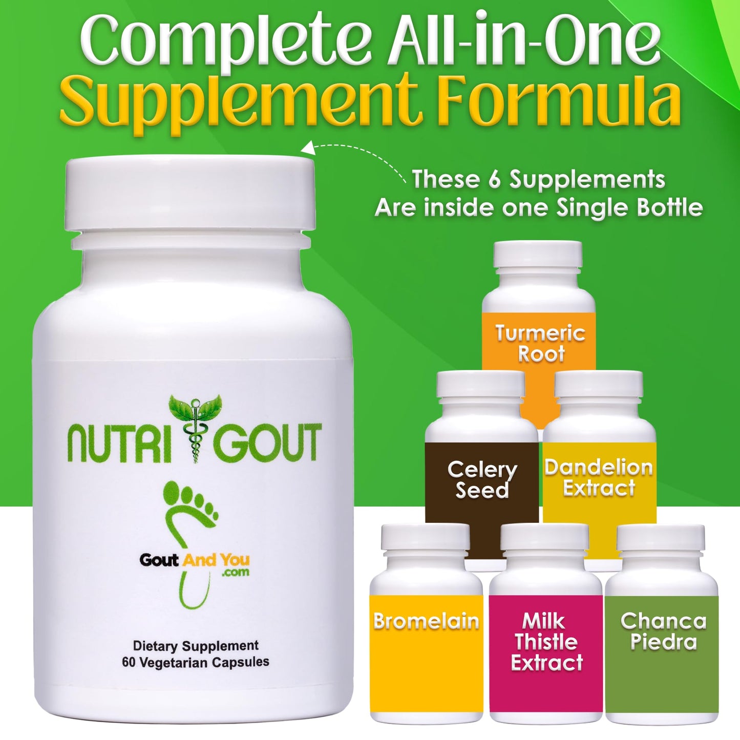 Gout and You NutriGout Uric Acid Cleanse Supplement Capsules, 60 Count