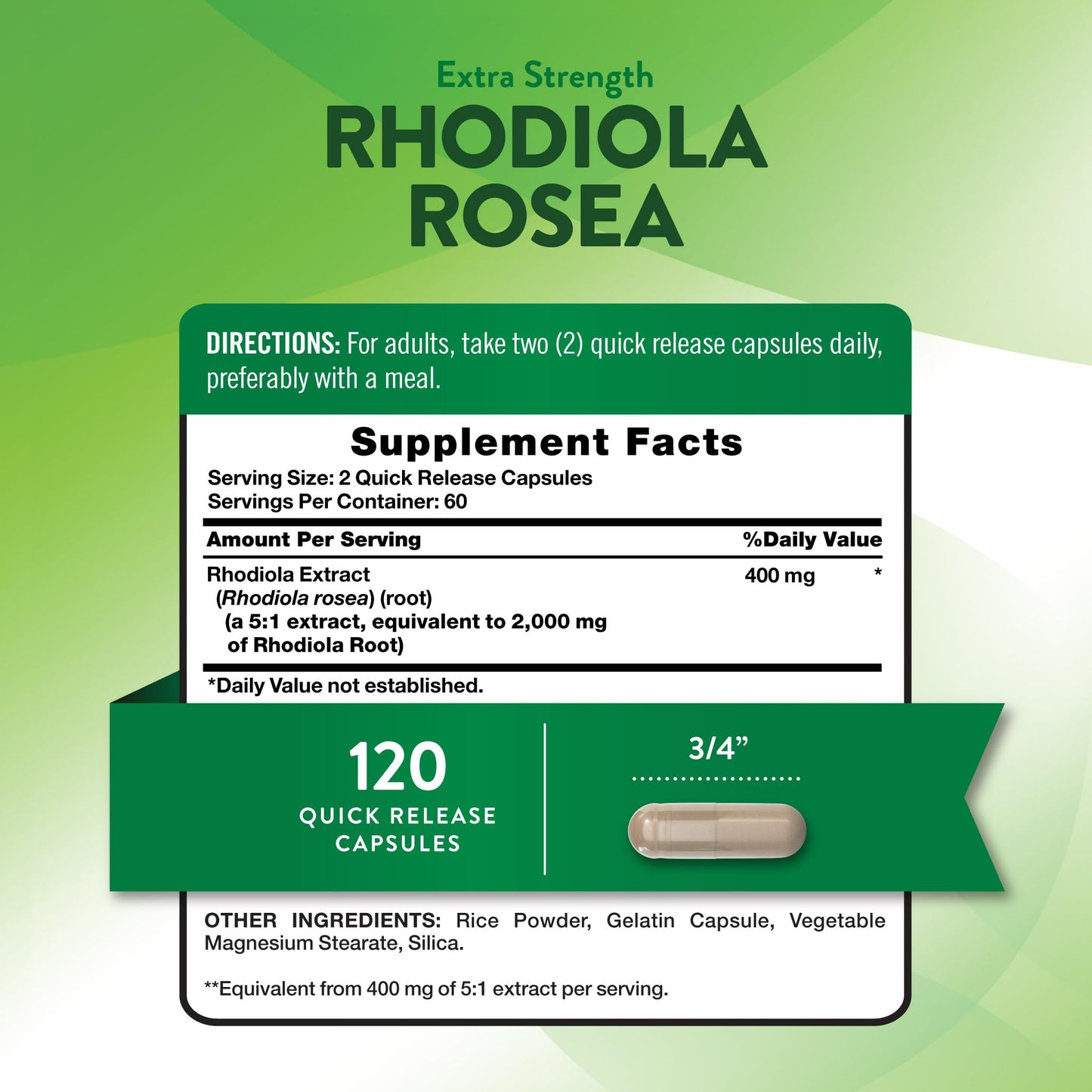 Nature's Truth Rhodiola Rosea Capsule 120 Count