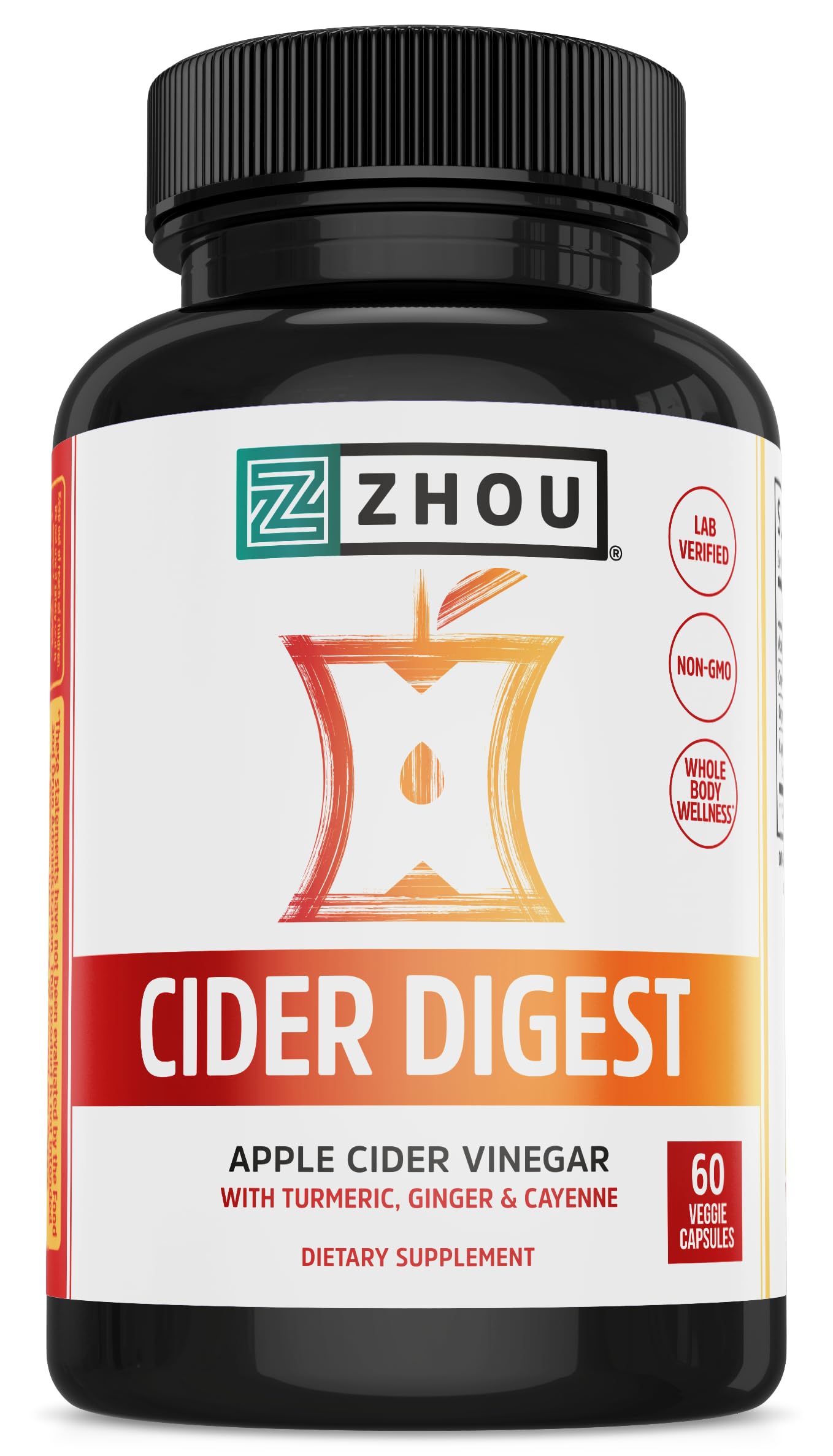 ZHOU Cider Digest Apple Cider Vinegar Capsules with Mother, 60 Capsules