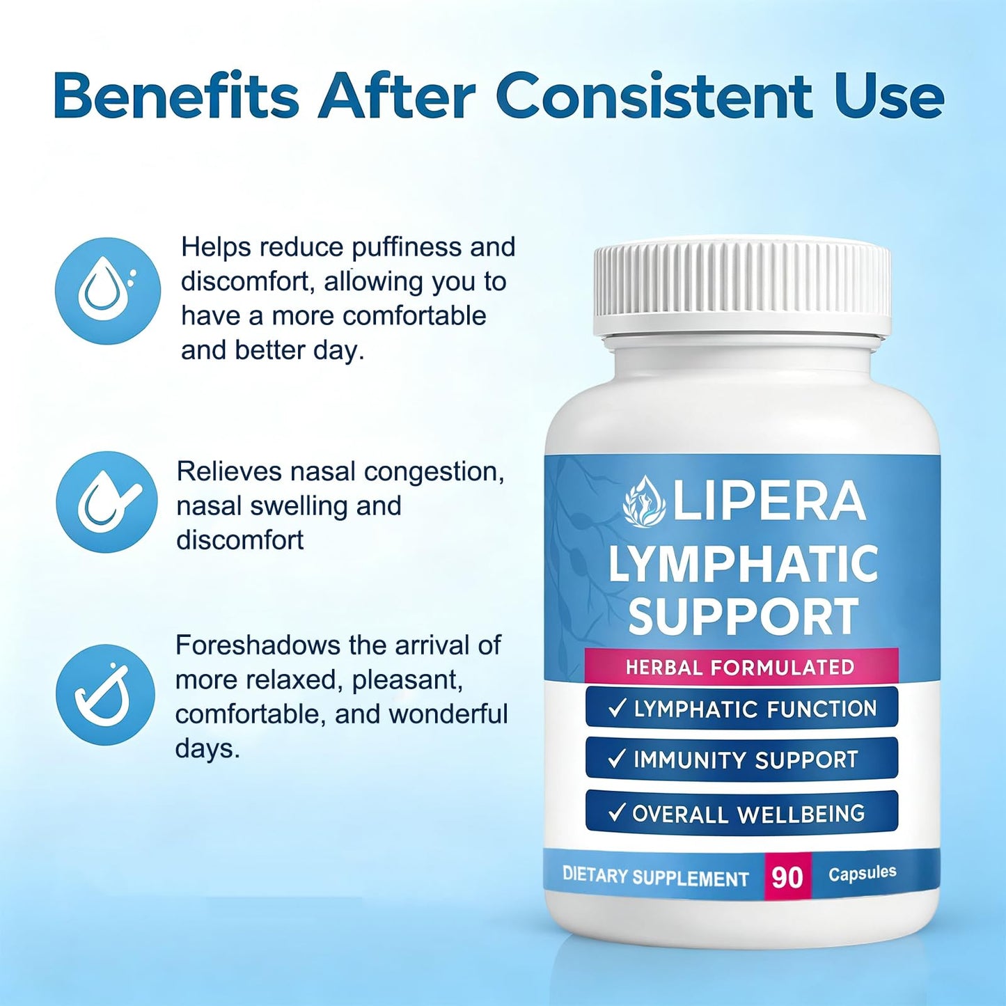 Lipera Health Lymphatic Support, Lymphatic Drainage Support Capsules, 1 Count