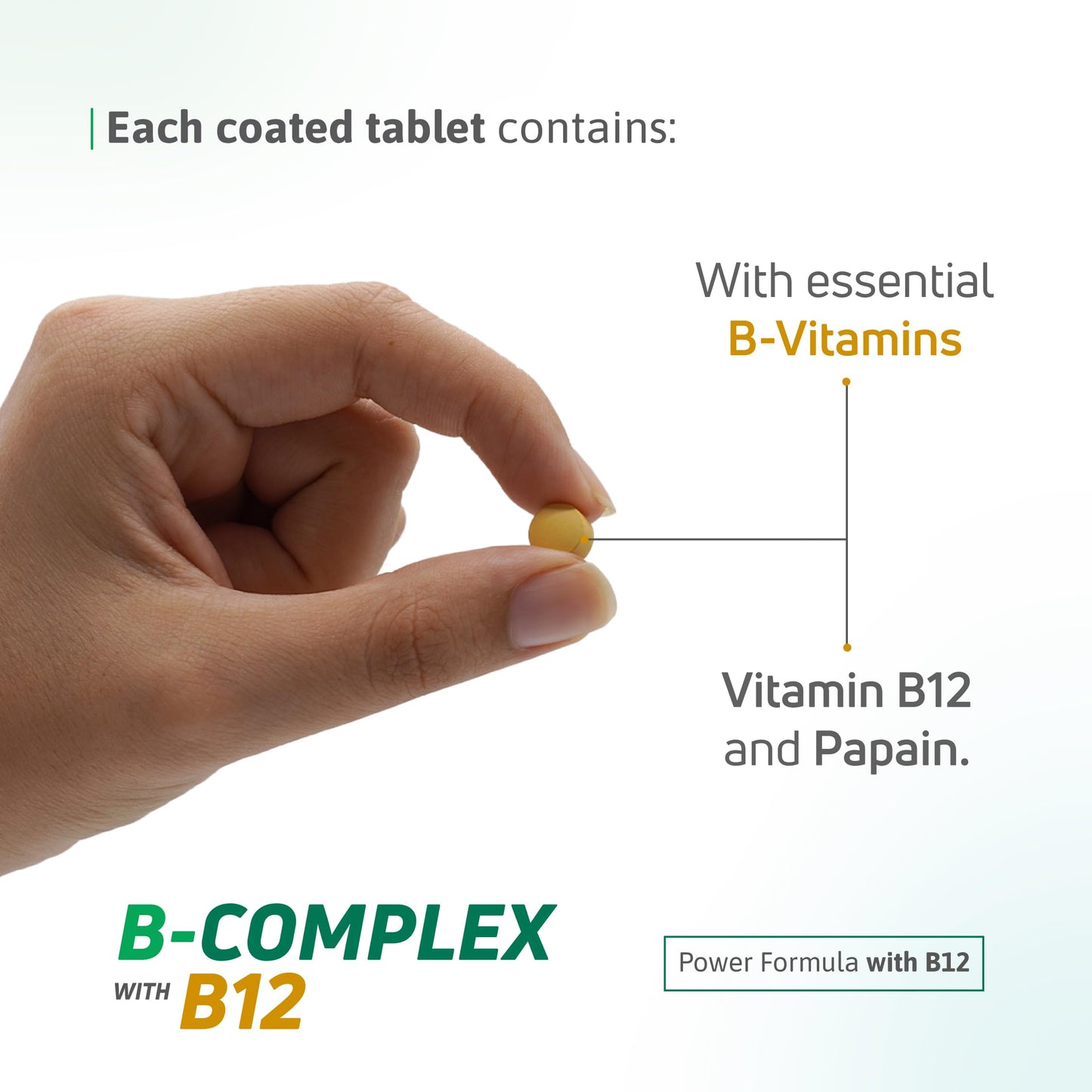 Nutra Nutrition B Complex with B12 Papaya Enzyme Energy Support Tablets, 90 Count