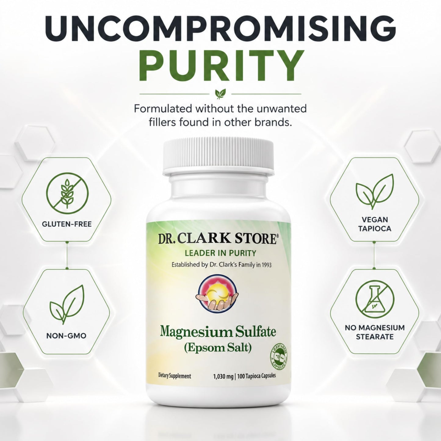 Dr Clark Store Magnesium Sulfate (Epsom Salt) Capsules 100 Count