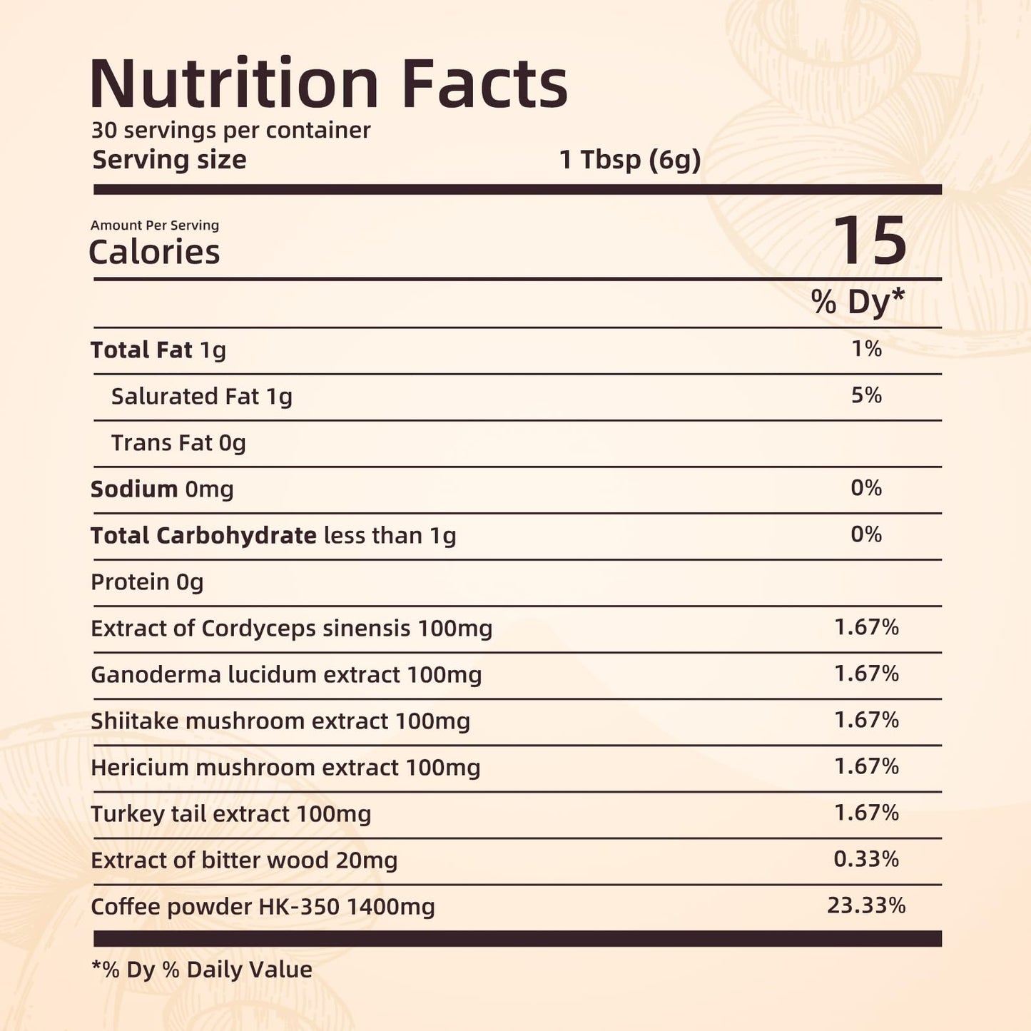 ClarivyHealthora Instant Mushroom Coffee Powder with Lions Mane & Turkey Tail, 6 Adaptogenic Mushrooms, 6.34 oz