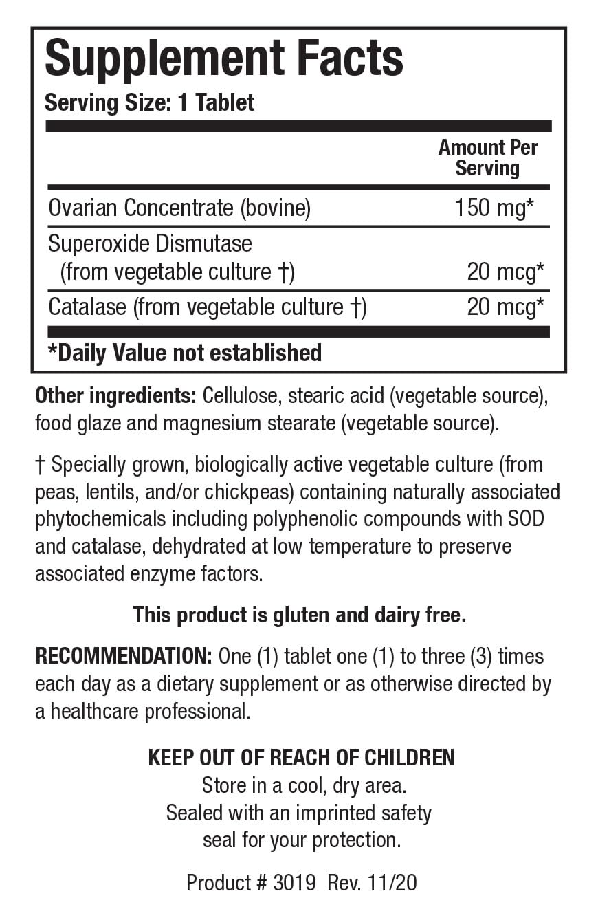 BIOTICS RESEARCH Cytozyme O Raw Bovine Ovarian Tissue Tablets, 60 Tablets