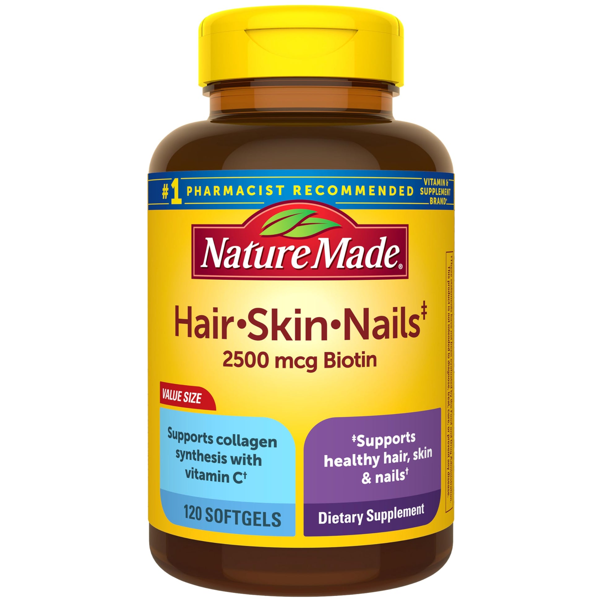 Nature Made Hair Skin and Nails with Biotin 2500 mcg Softgels, 120 Count