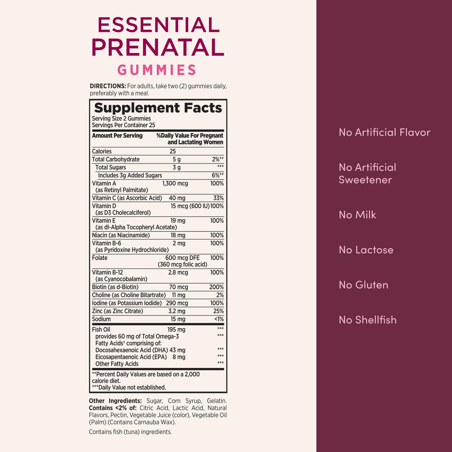 Nature's Bounty Optimal Solutions Essential Prenatal Gummies, Folic Acid and Iodine, Omega-3 and DHA, 50 Count
