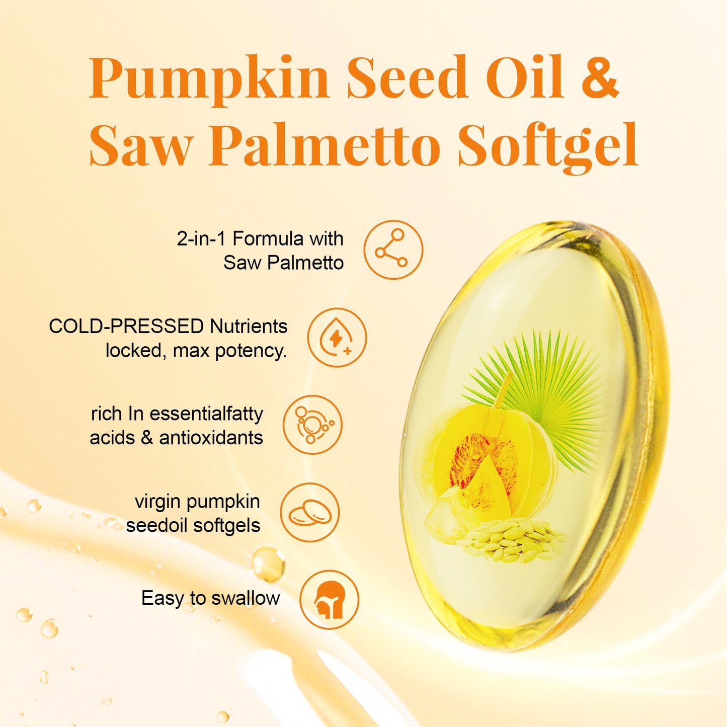 JulyDeer Pumpkin Seed Oil with Saw Palmetto Softgels 360