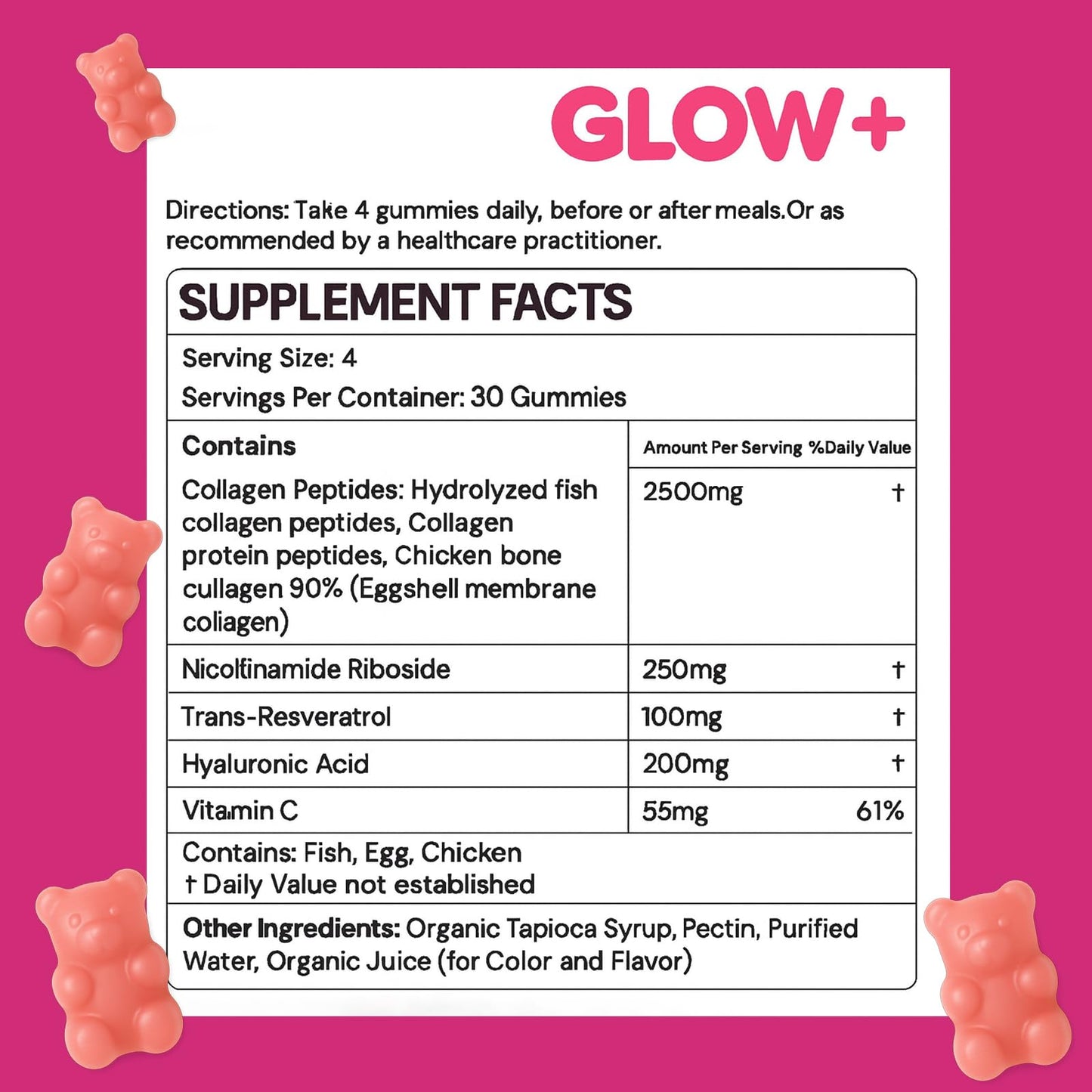 Jovi Glow NAD+ & Collagen Gummies, 120 Count