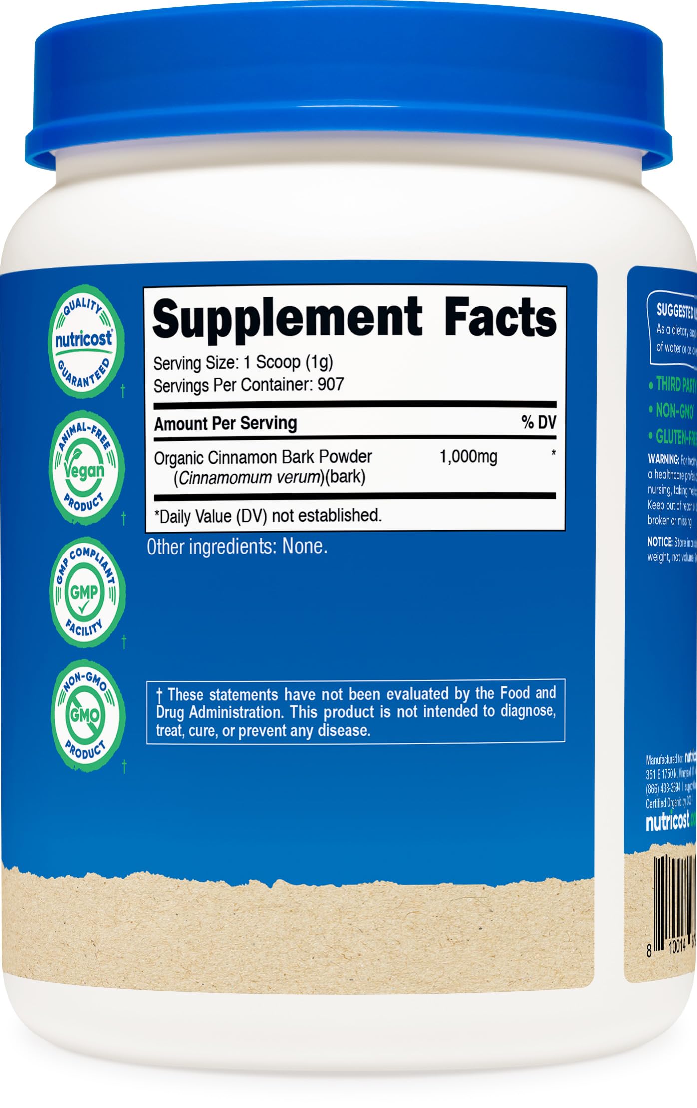 Nutricost Organic Ceylon Cinnamon Powder, 32.4 Ounce