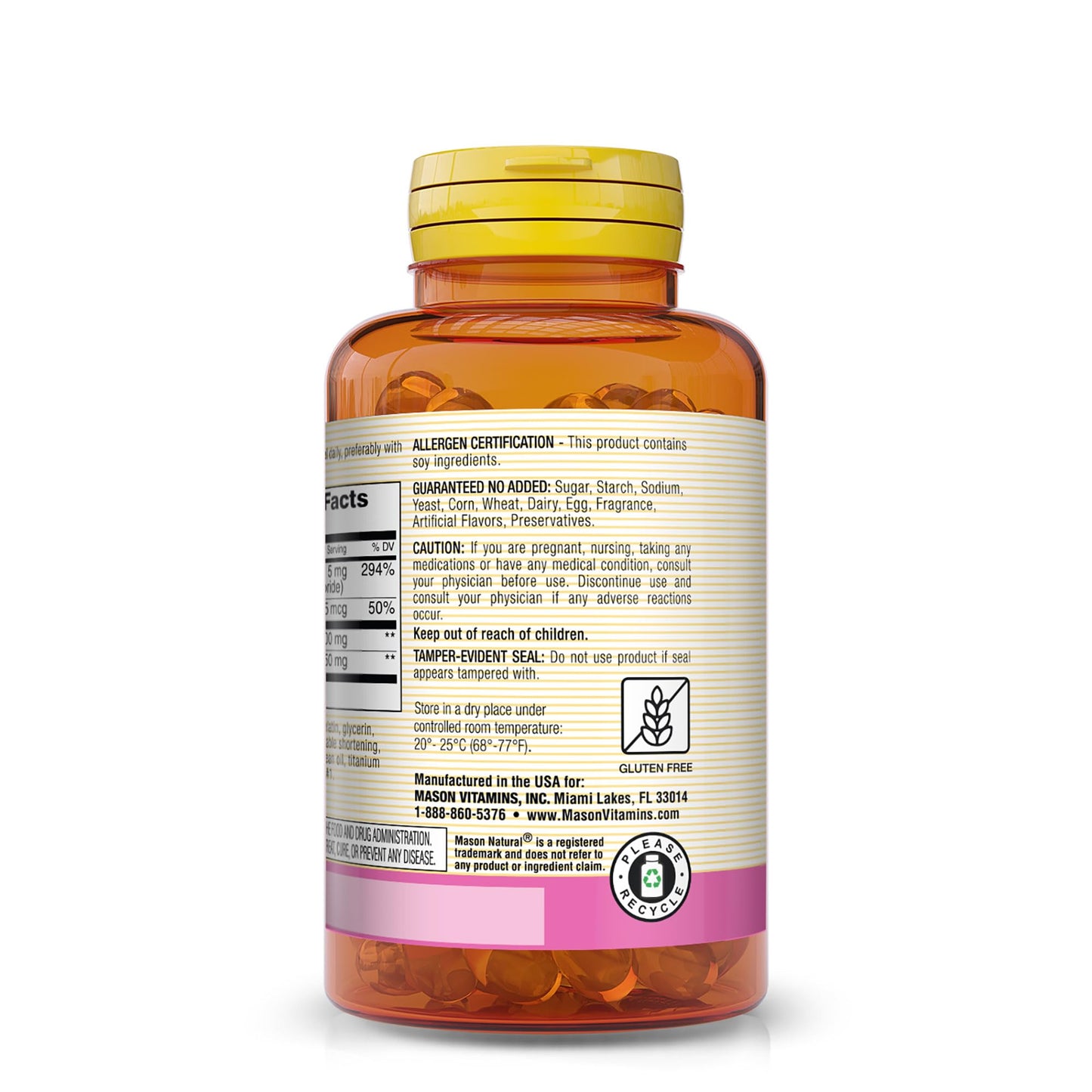 Mason Natural Lecithin with Kelp, B6 & Apple Cider Vinegar Softgels 100 Count
