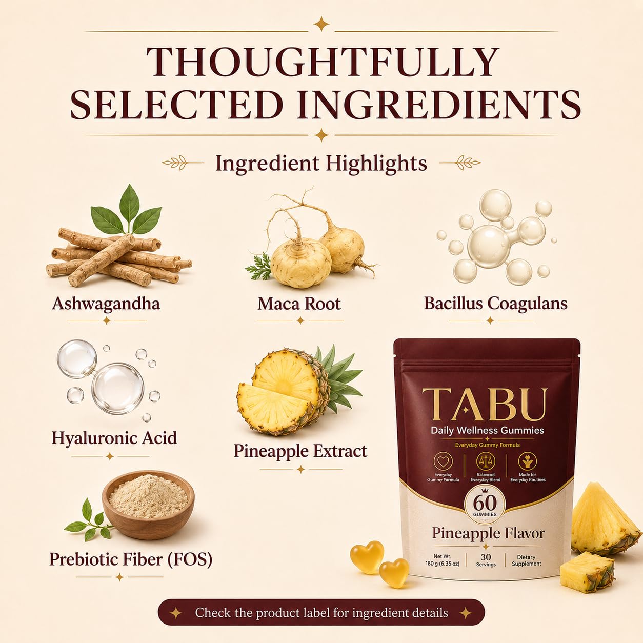 Flowsupply Tabu Gummies for Woman, 60 Count