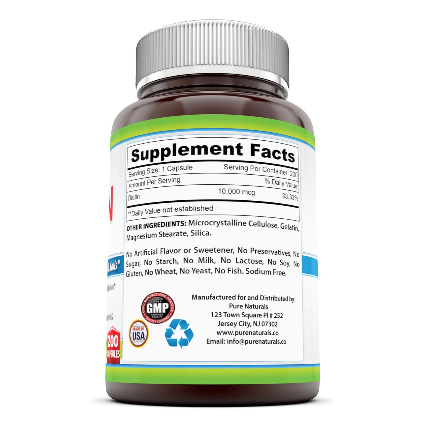 Pure Naturals Biotin Dietary Supplement Capsule 200 Count