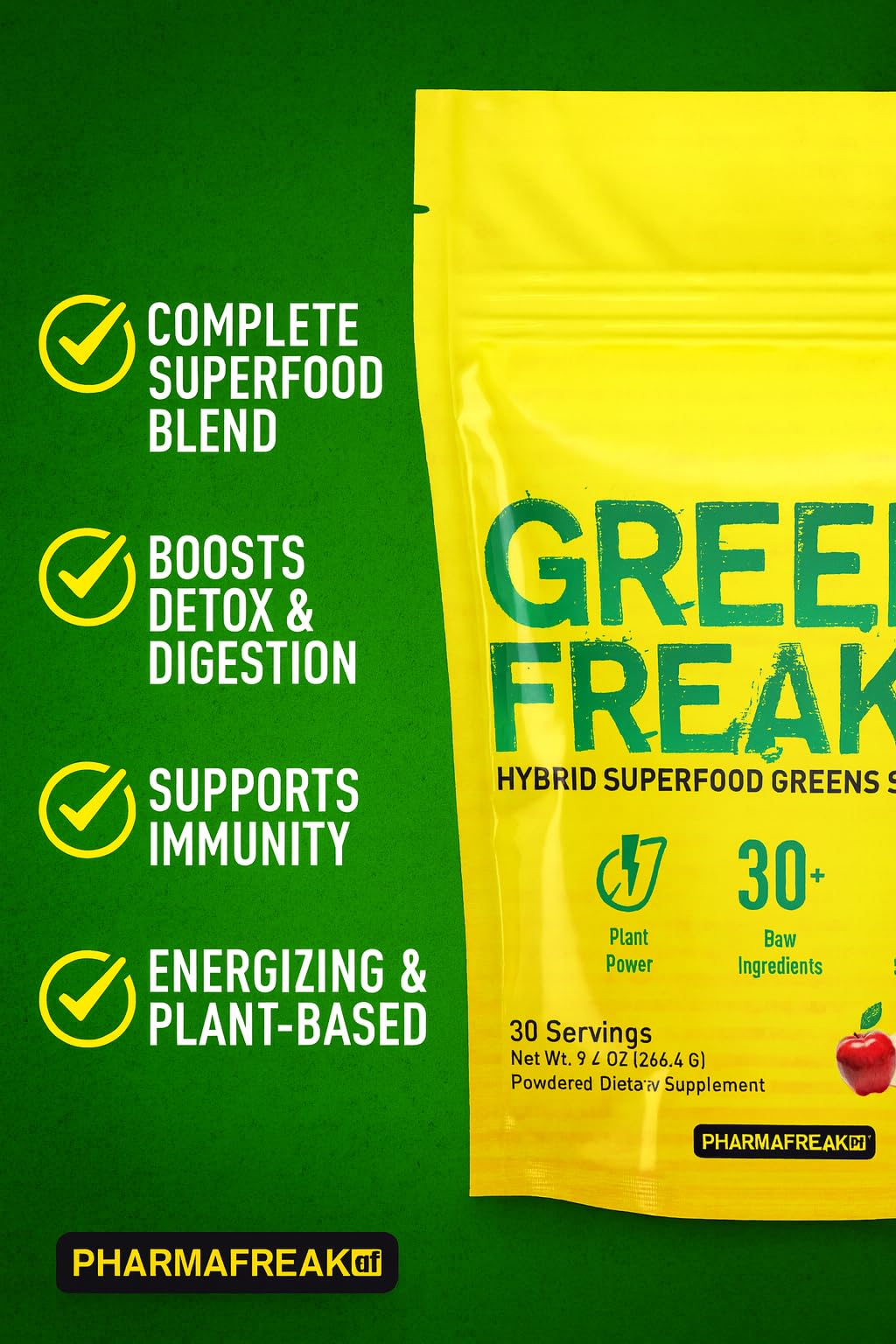 Pharmafreak Greens Freak Super Greens Powder, 9.4 oz